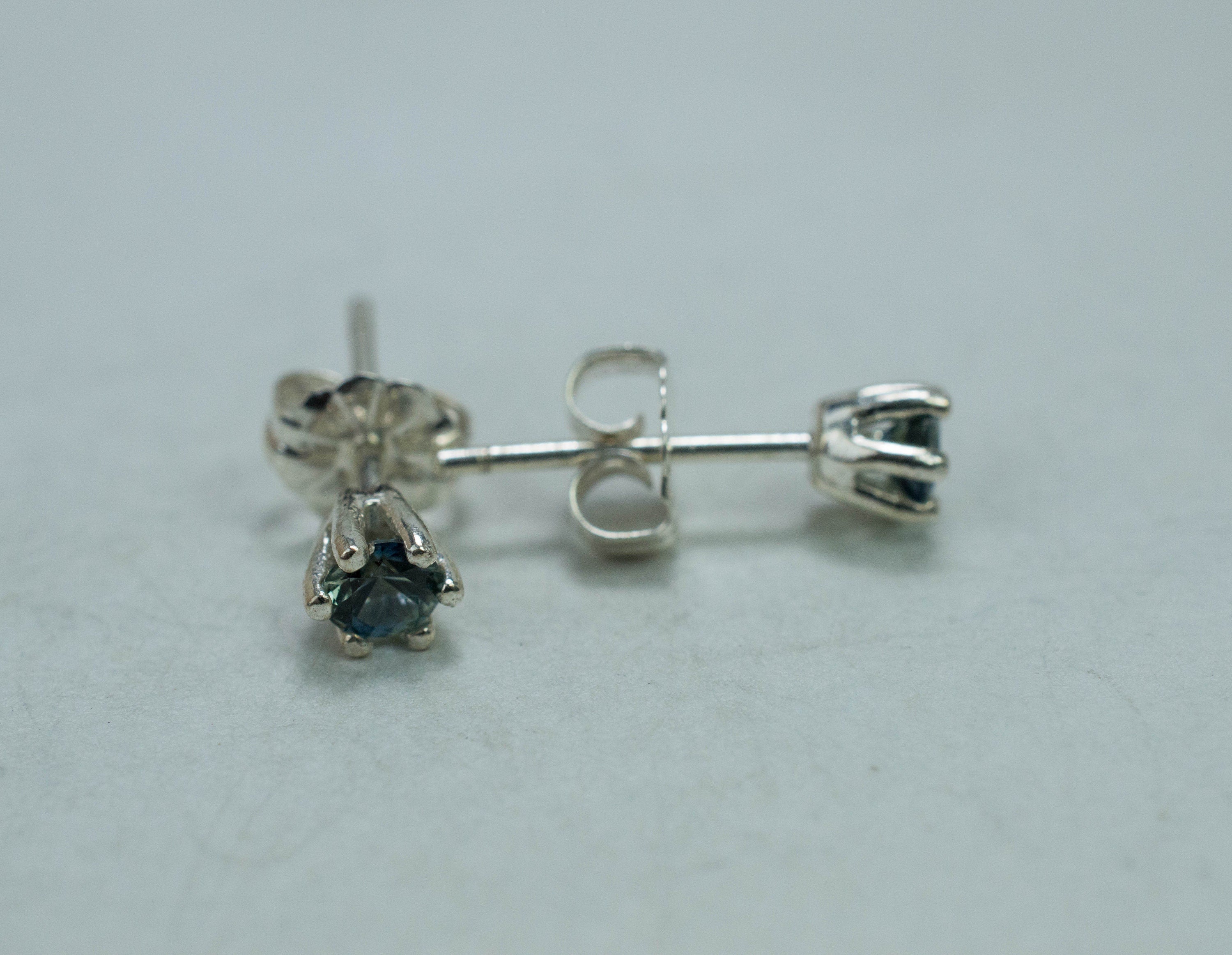 Blue Sapphire Earrings, Genuine Untreated Tanzania Sapphire; 0.395cts - Mark Oliver Gems