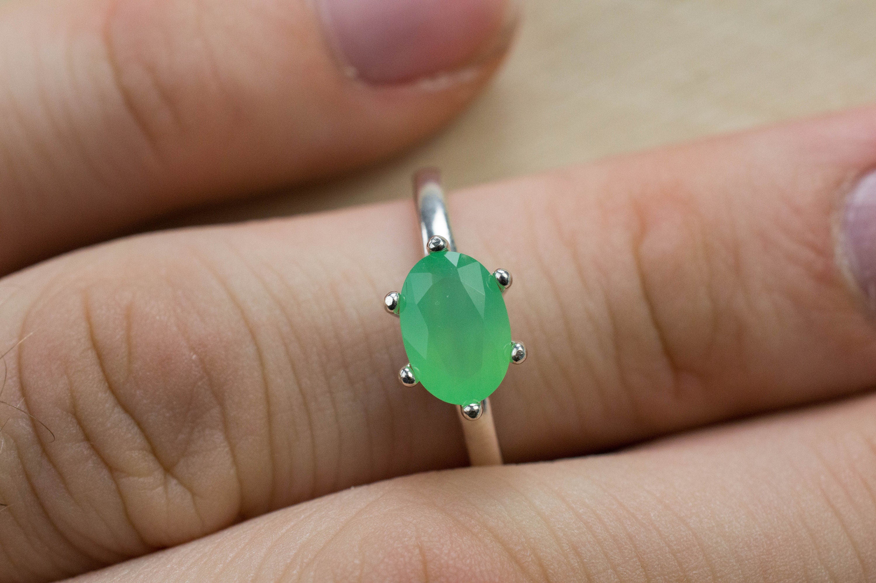 Chrysoprase Ring, Natural Untreated Australian Chrysoprase; 1.000cts - Mark Oliver Gems