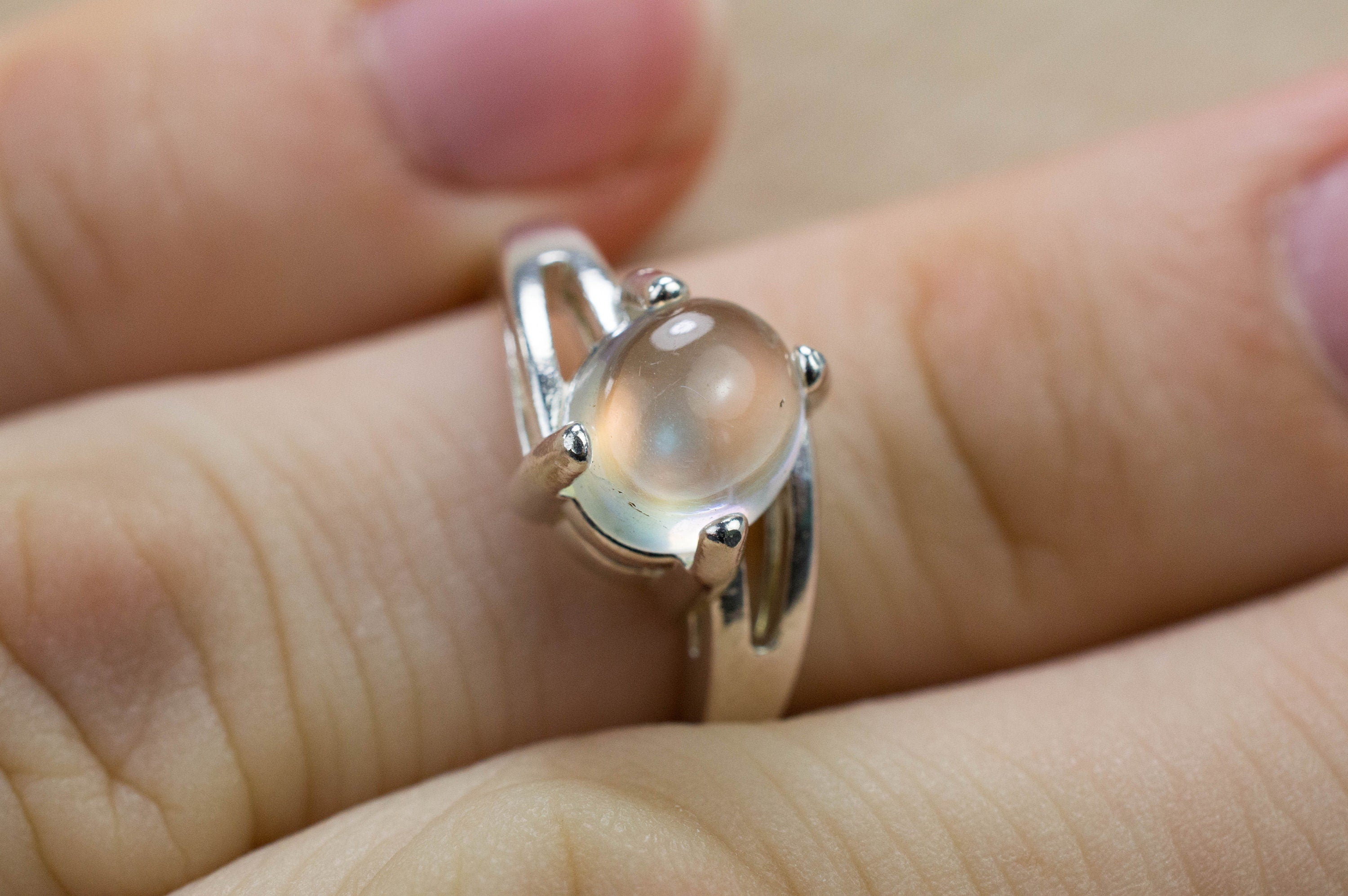 Rainbow Moonstone Ring, Natural Untreated Indian Moonstone; 1.710cts - Mark Oliver Gems