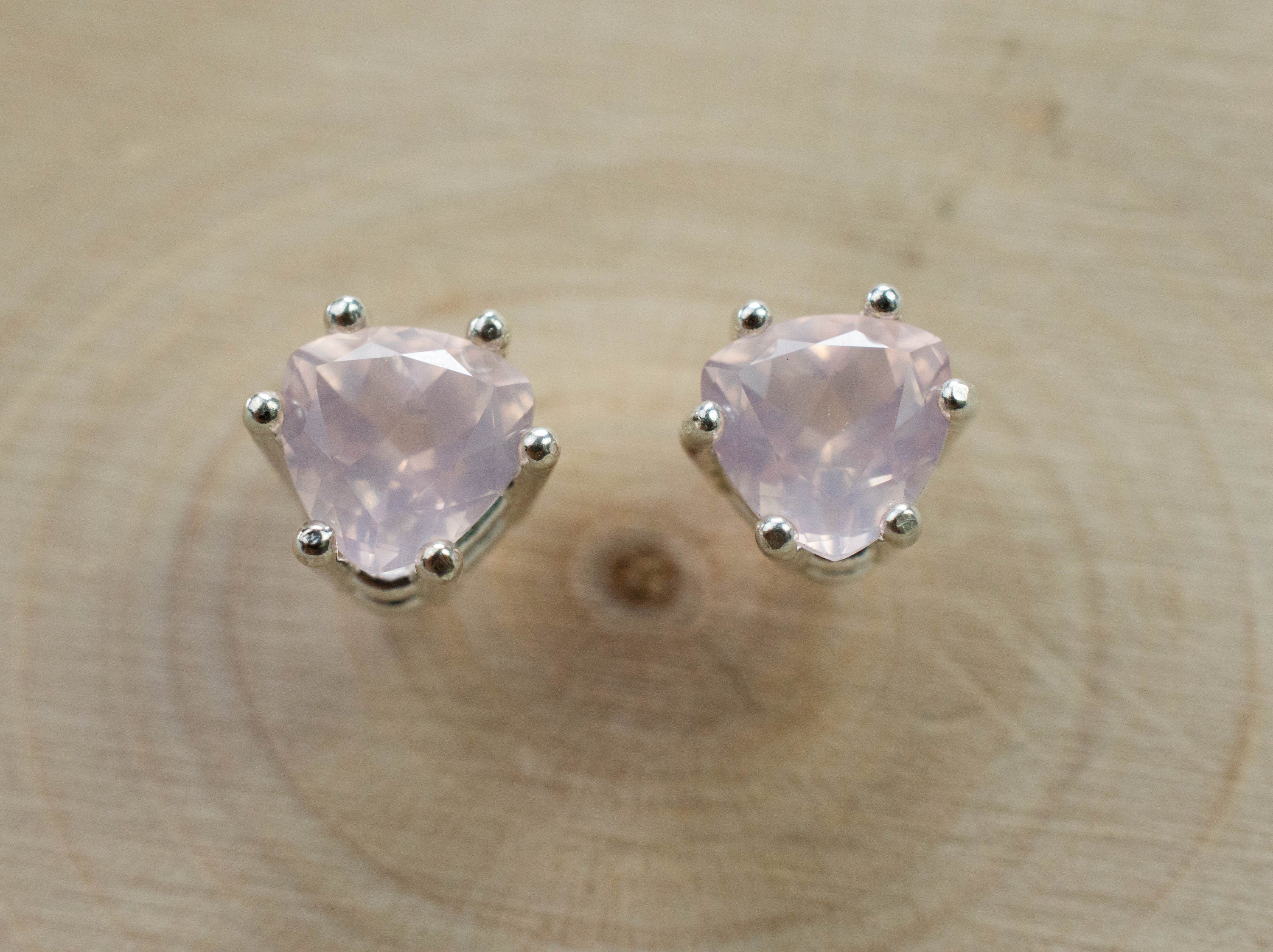Rose Quartz Earrings; Natural Untreated Brazil Rose Quartz; 1.455cts - Mark Oliver Gems