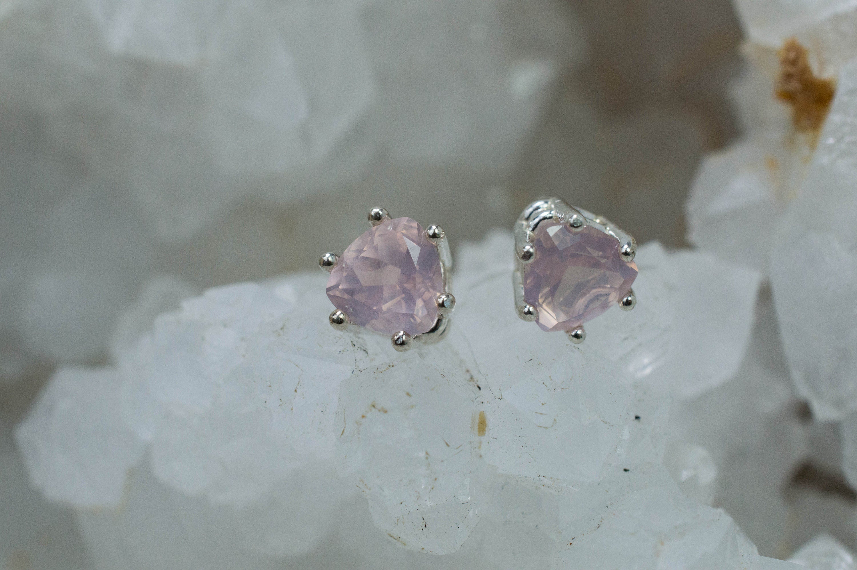 Rose Quartz Earrings; Natural Untreated Brazil Rose Quartz; 1.455cts - Mark Oliver Gems