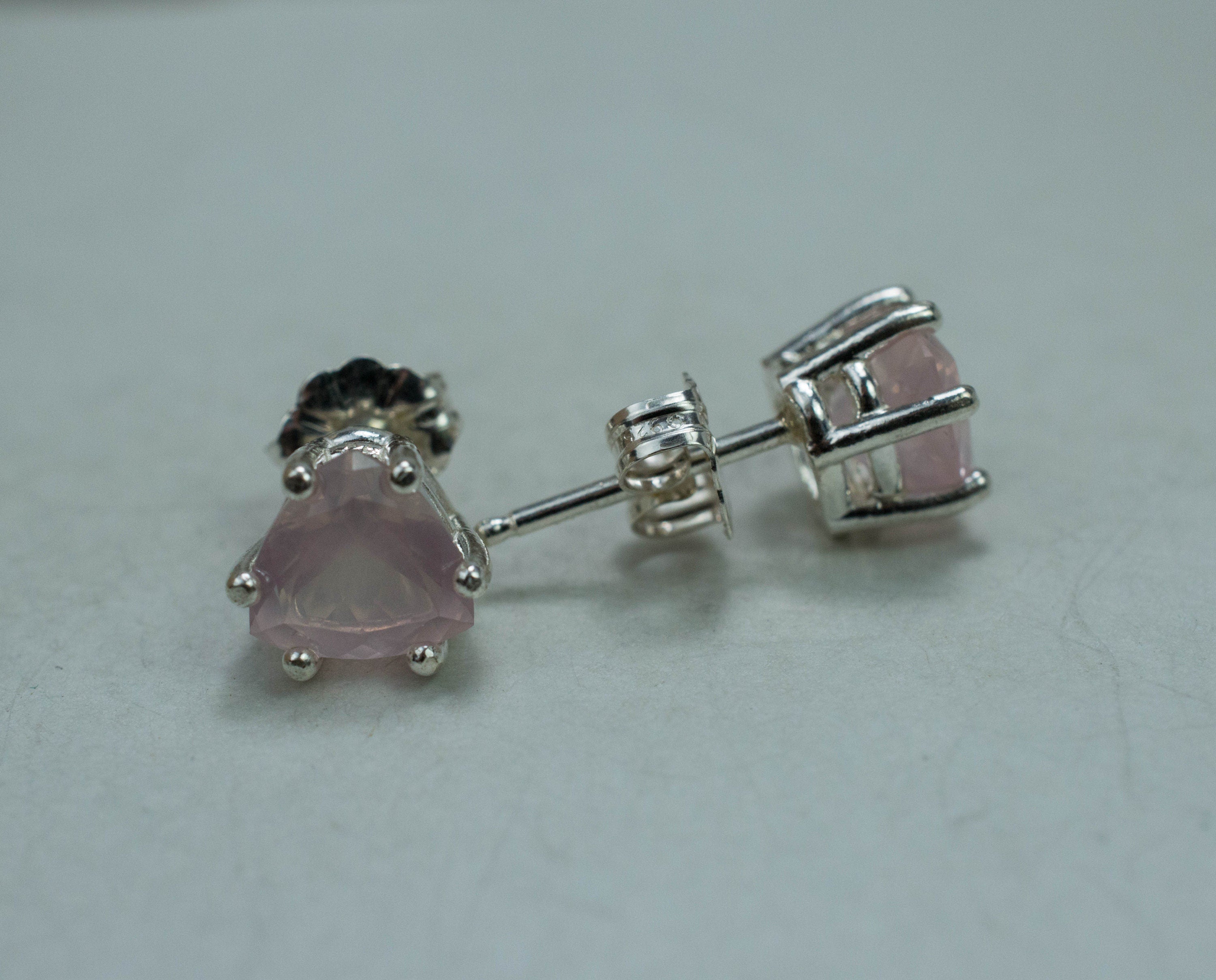 Rose Quartz Earrings; Natural Untreated Brazil Rose Quartz; 1.960cts - Mark Oliver Gems