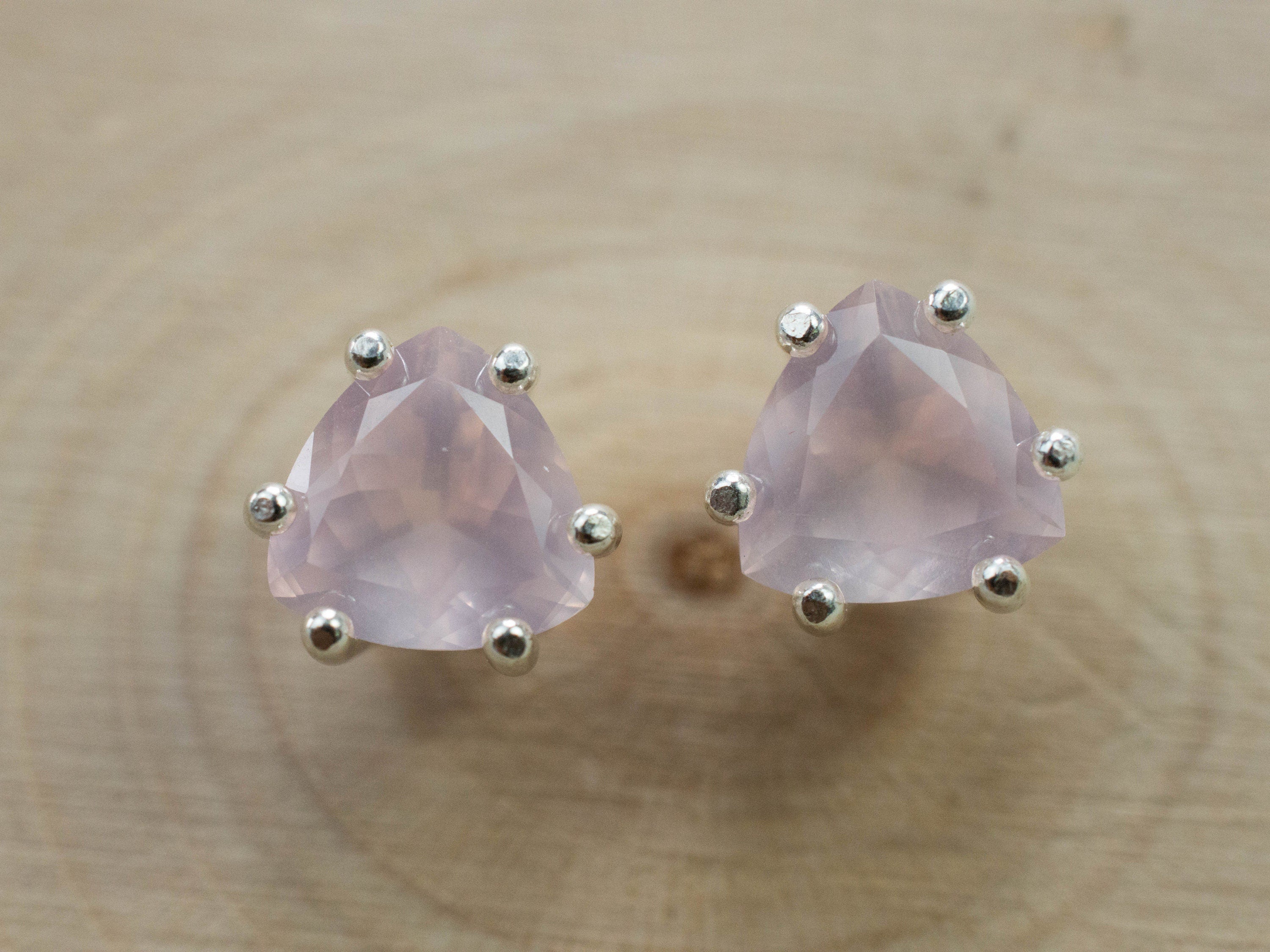Rose Quartz Earrings; Natural Untreated Brazil Rose Quartz; 1.960cts - Mark Oliver Gems