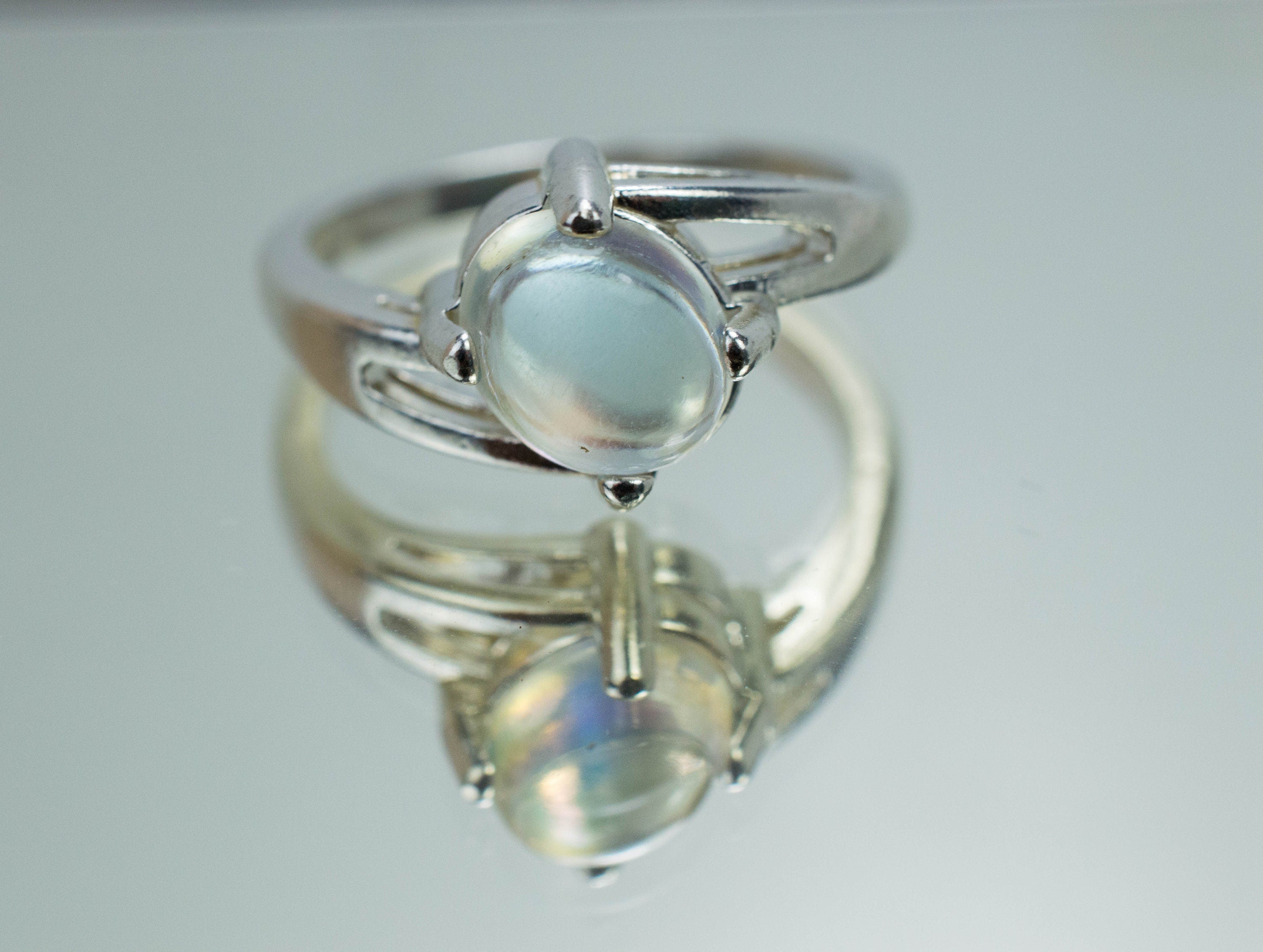 Rainbow Moonstone Ring, Natural Untreated Indian Moonstone; 1.710cts - Mark Oliver Gems