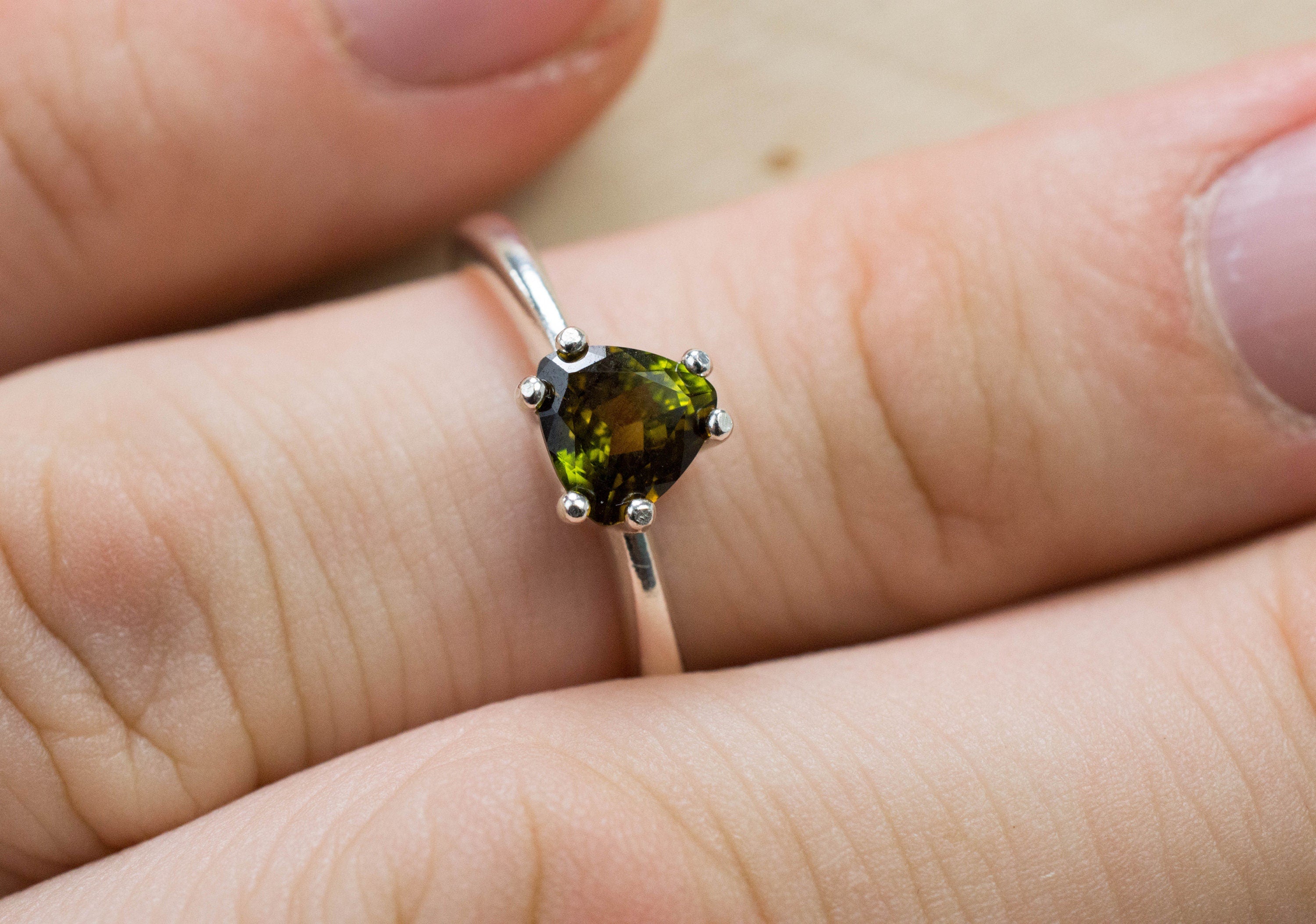 Tourmaline Ring; Genuine Untreated Tanzania Dravite Tourmaline; 0.760cts - Mark Oliver Gems