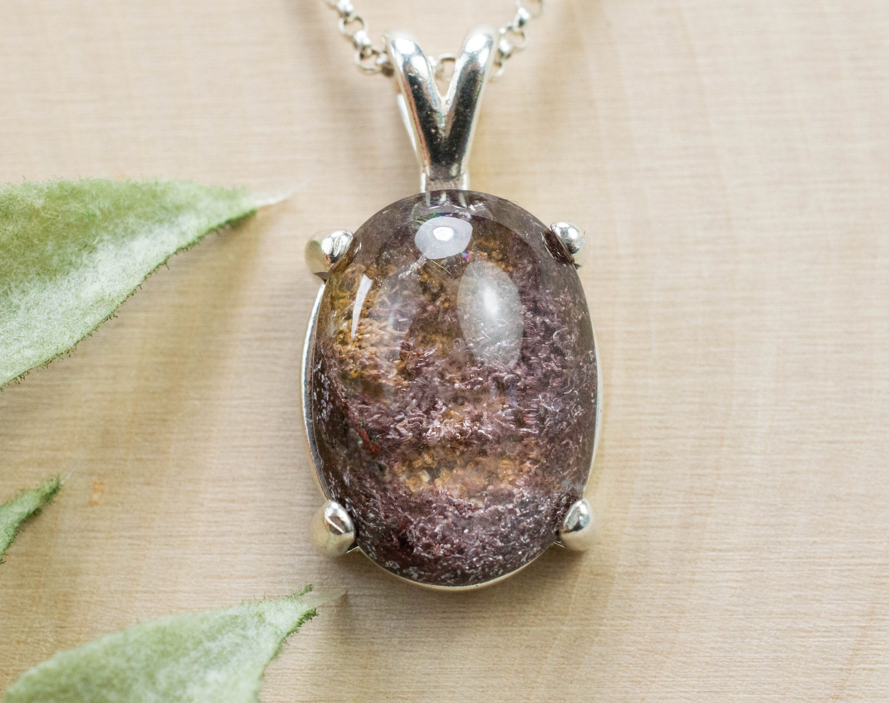 Garden Quartz Pendant, Natural Untreated Brazil Lodolite Quartz; 14.415cts - Mark Oliver Gems