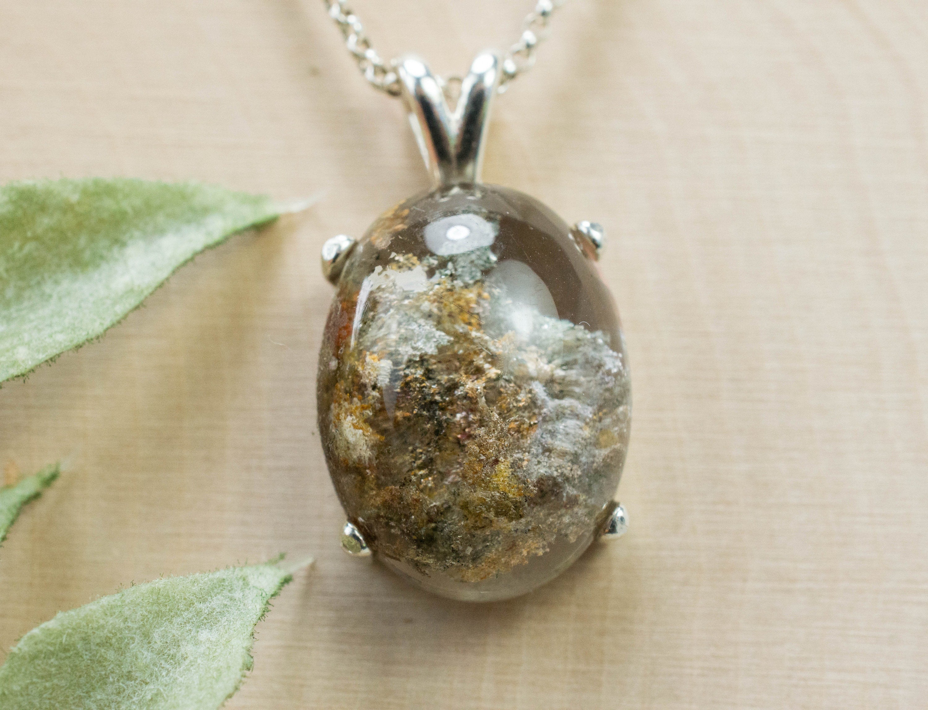 Garden Quartz Pendant, Natural Untreated Brazil Lodolite Quartz; 20.610cts - Mark Oliver Gems