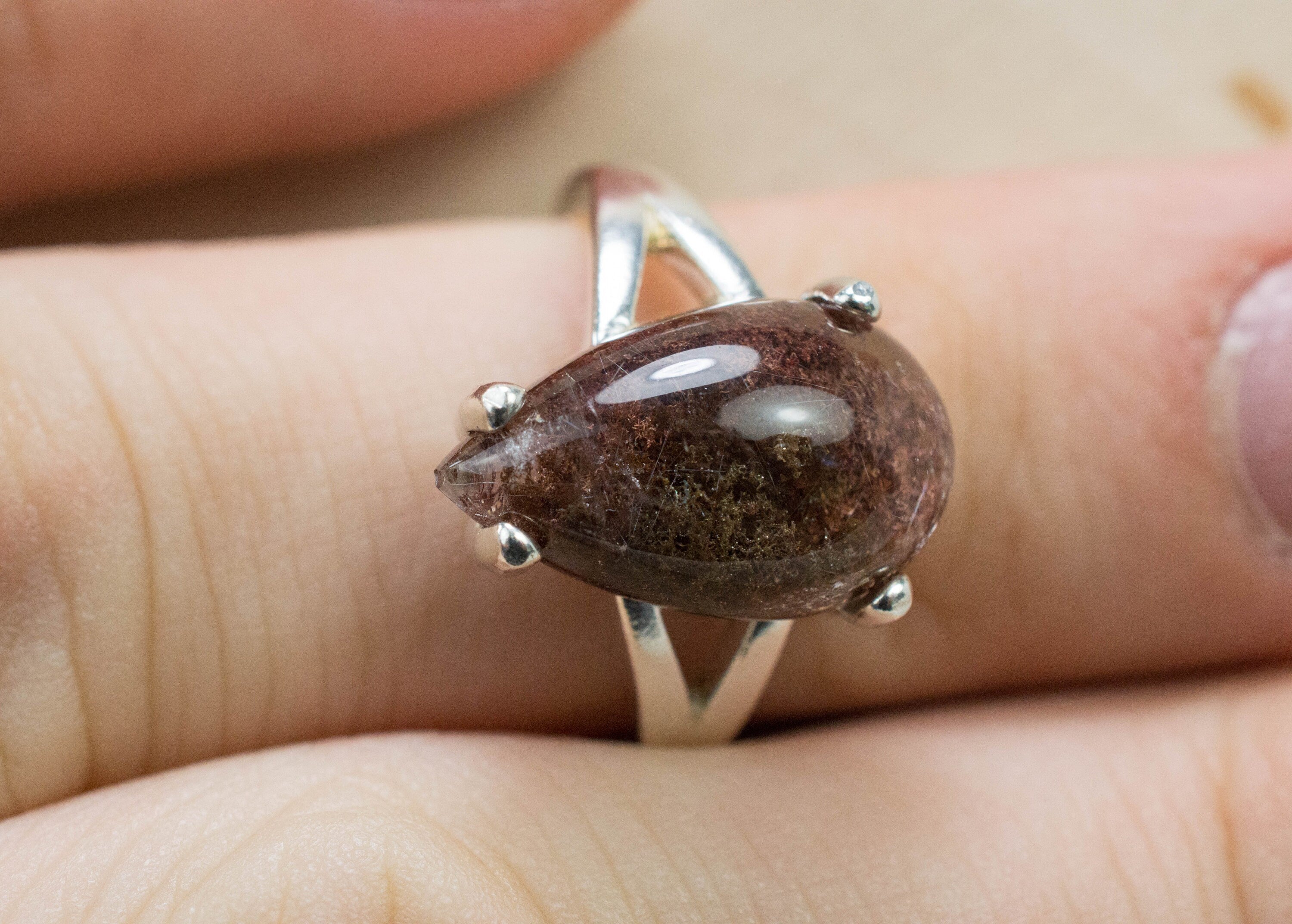 Garden Quartz Ring, Natural Untreated Brazil Lodolite Quartz; 5.585cts - Mark Oliver Gems