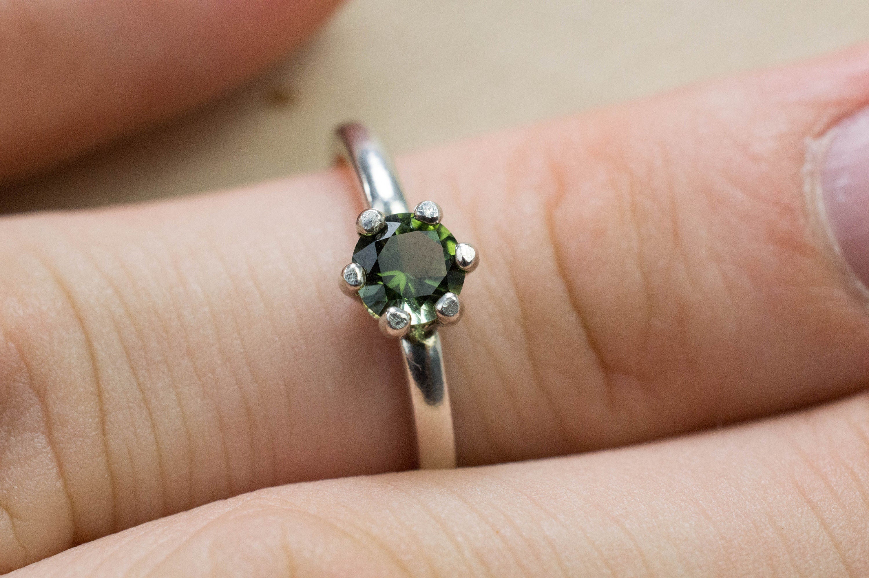 Green Tourmaline Ring; Genuine Untreated Brazil Tourmaline; 0.420cts - Mark Oliver Gems