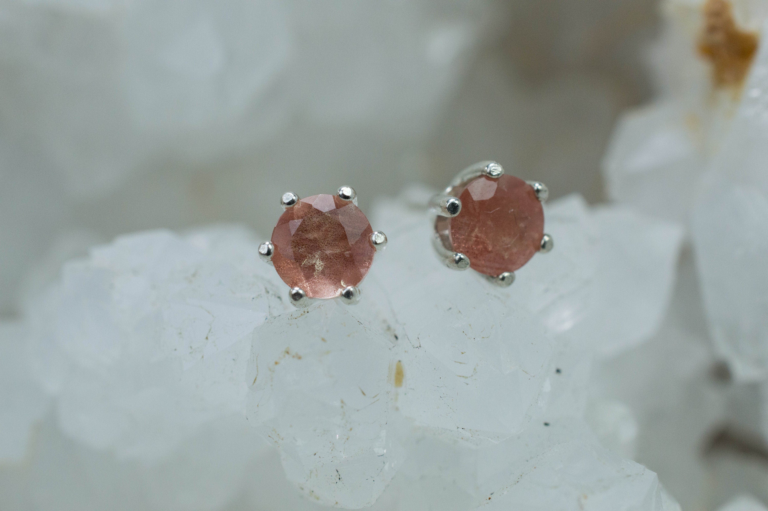 Oregon Sunstone Earrings; Natural Untreated USA Sunstone; 0.905cts - Mark Oliver Gems