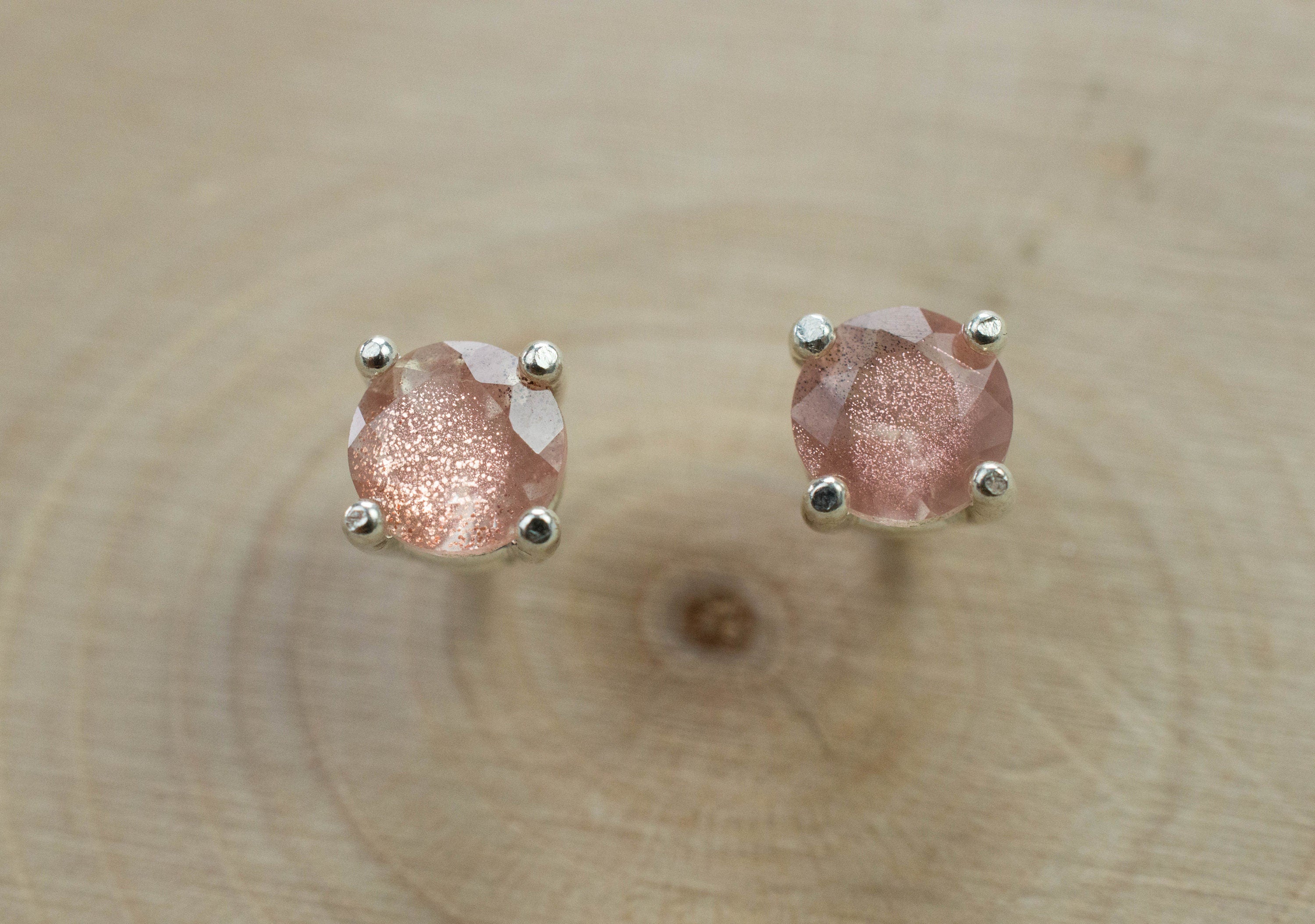 Oregon Sunstone Earrings; Natural Untreated USA Sunstone; 0.990cts - Mark Oliver Gems