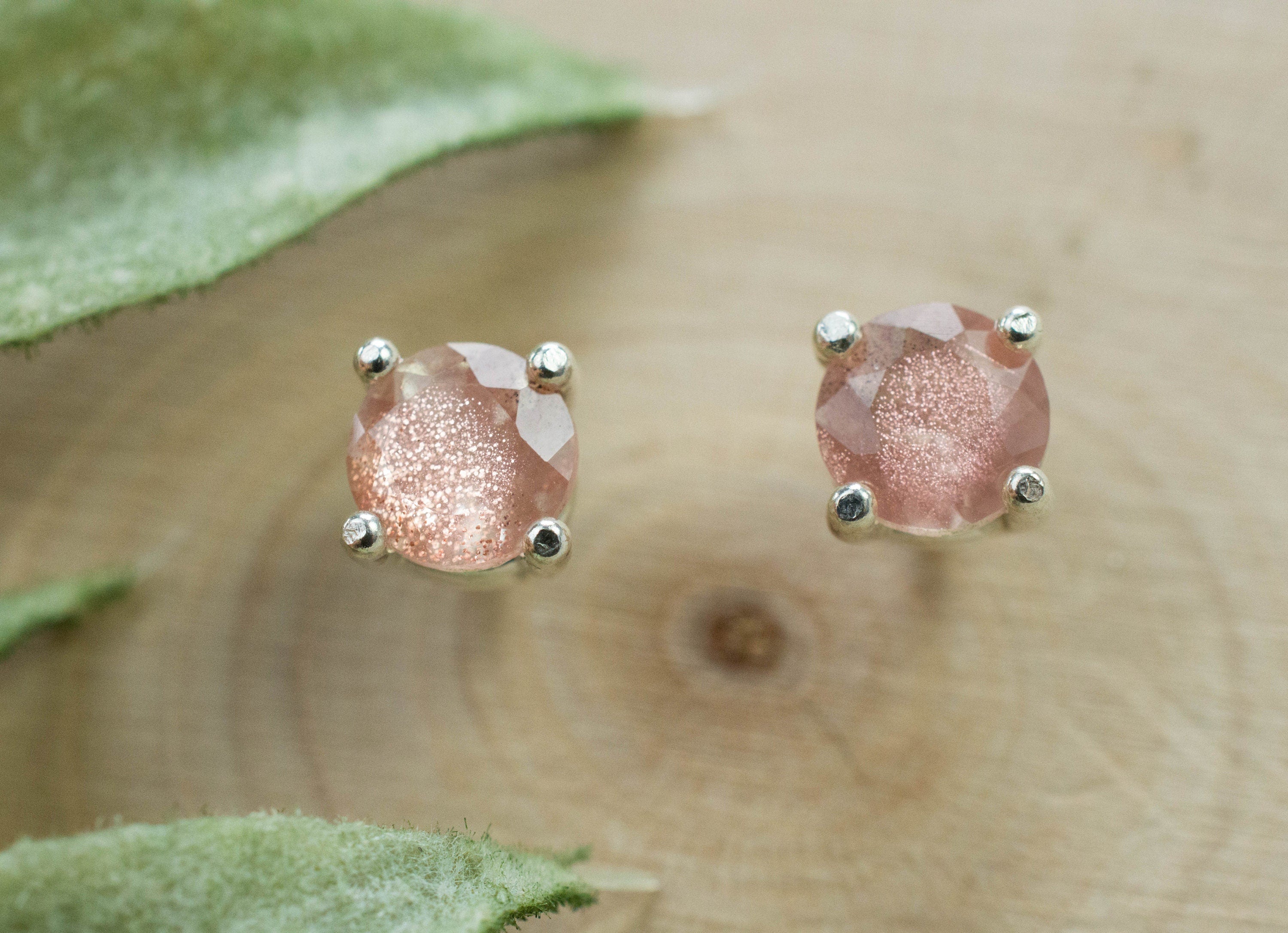 Oregon Sunstone Earrings; Natural Untreated USA Sunstone; 0.990cts - Mark Oliver Gems