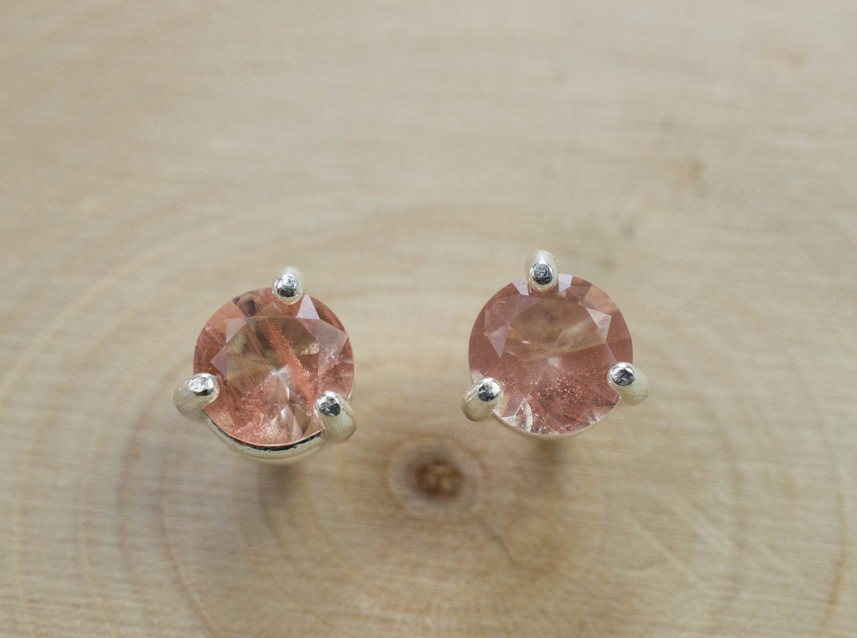 Oregon Sunstone Earrings; Natural Untreated USA Sunstone; 1.145cts - Mark Oliver Gems