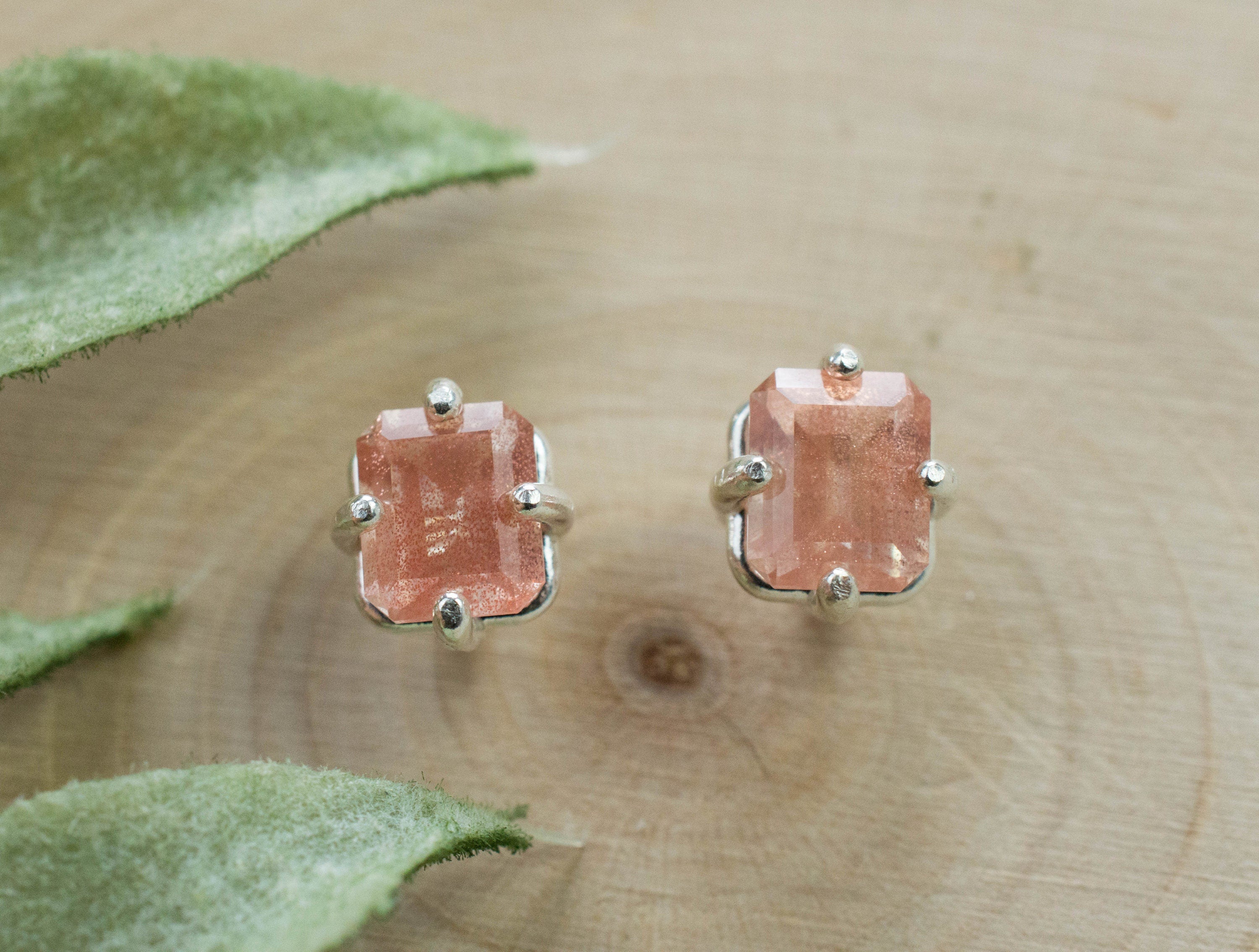 Oregon Sunstone Earrings; Natural Untreated USA Sunstone; 1.440cts - Mark Oliver Gems