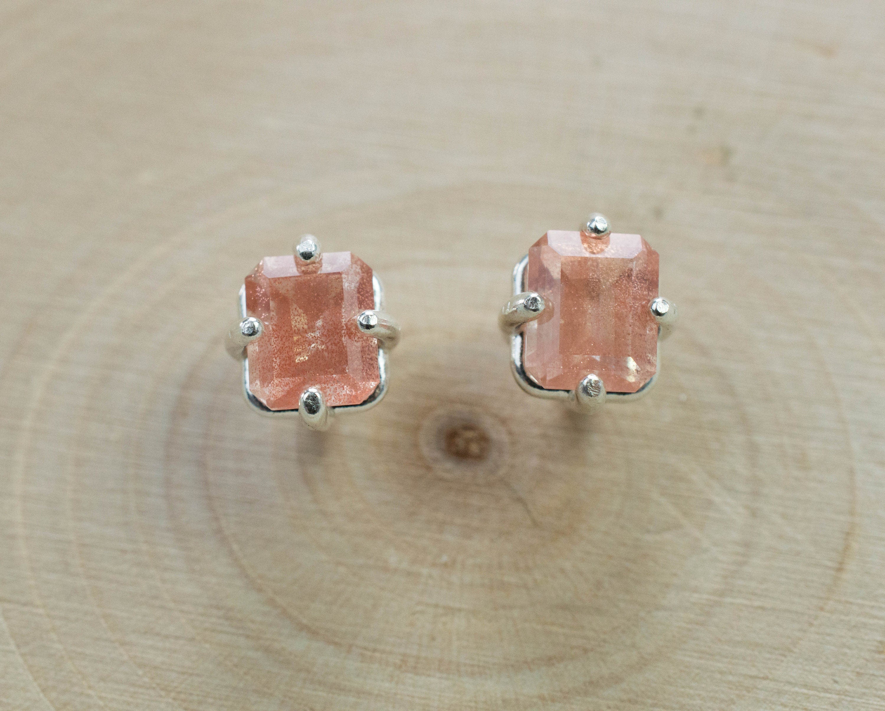 Oregon Sunstone Earrings; Natural Untreated USA Sunstone; 1.440cts - Mark Oliver Gems
