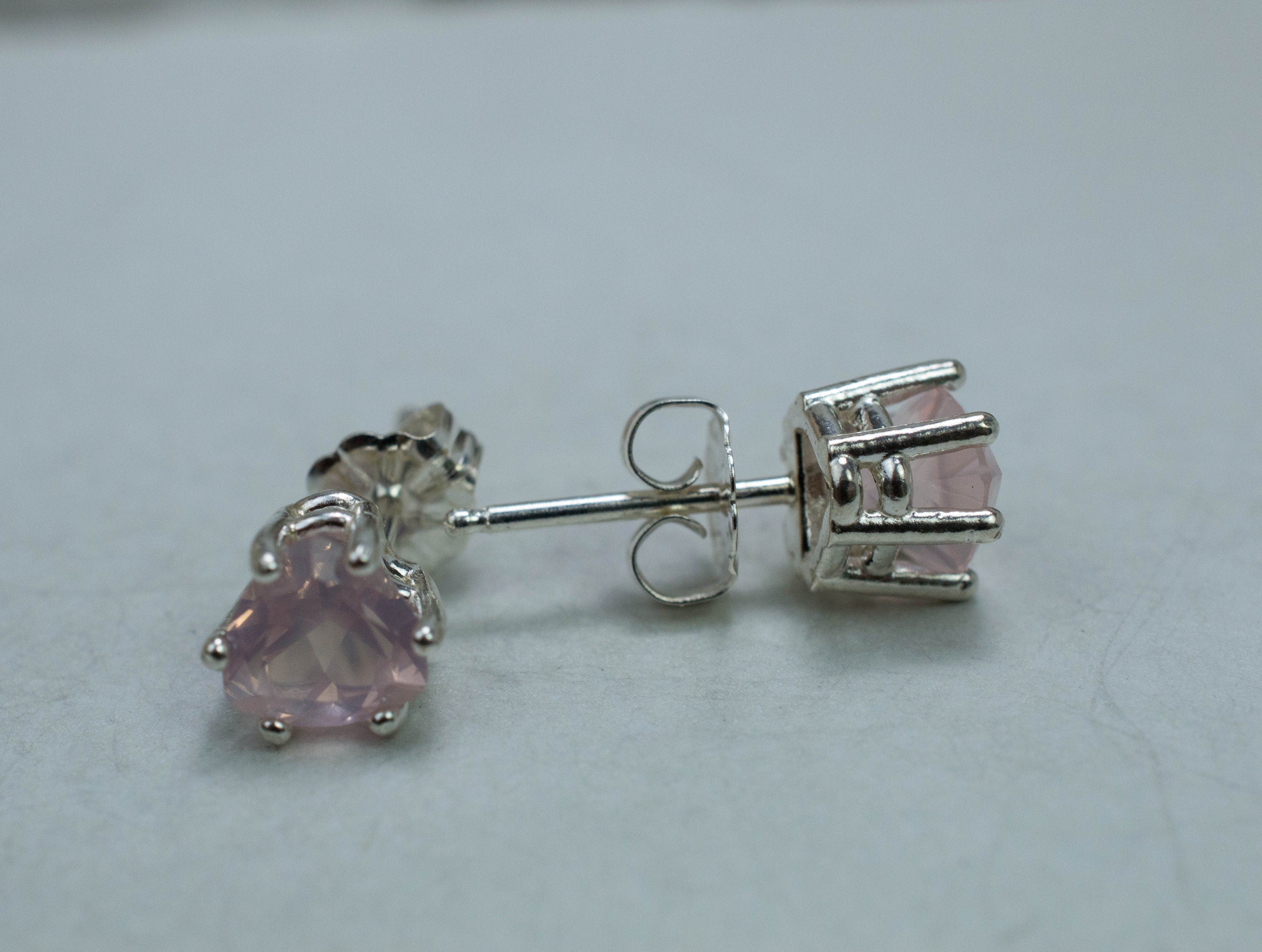 Rose Quartz Earrings; Natural Untreated Brazil Rose Quartz; 1.455cts - Mark Oliver Gems