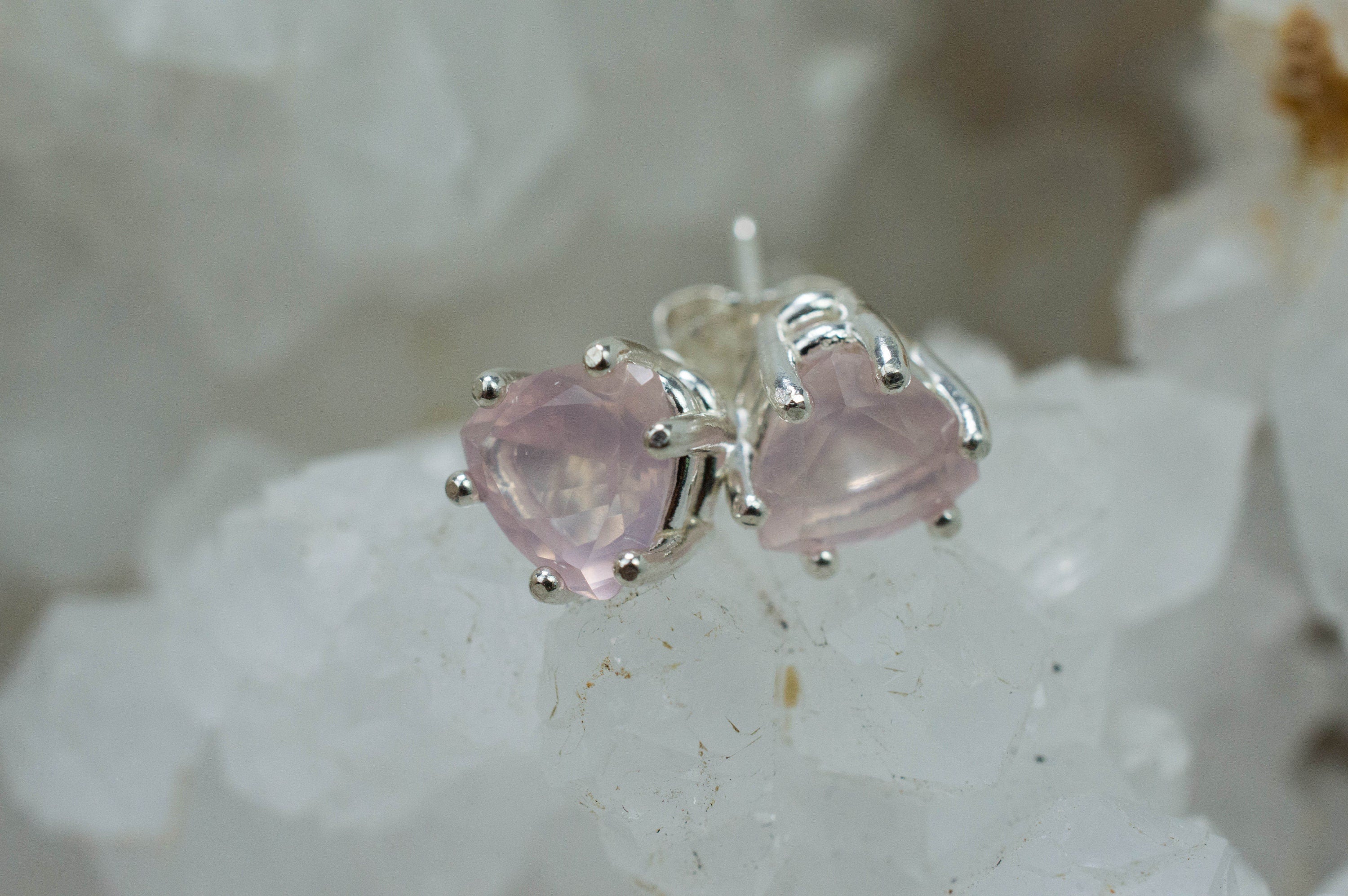 Rose Quartz Earrings; Natural Untreated Brazil Rose Quartz; 1.960cts - Mark Oliver Gems