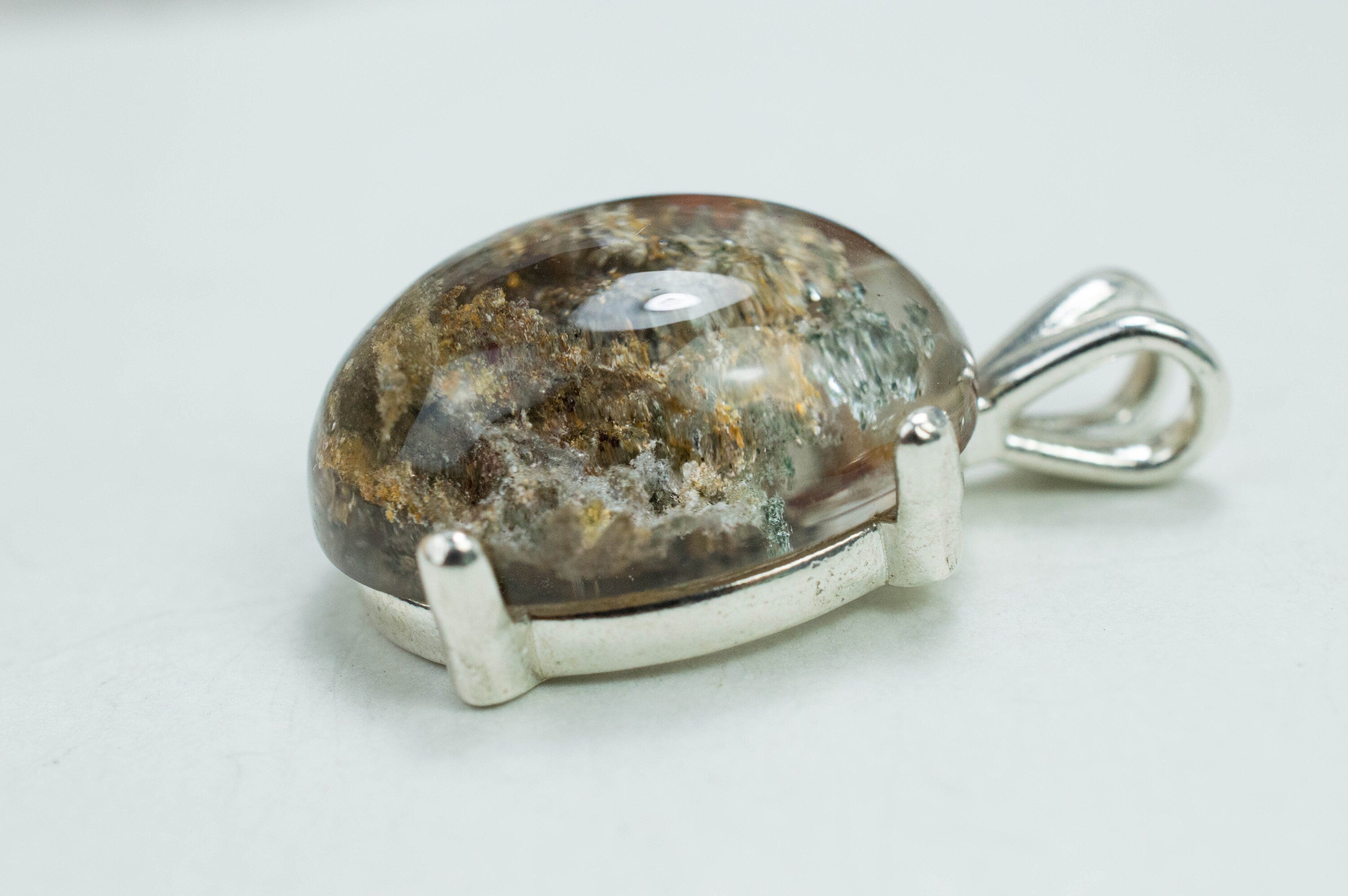 Garden Quartz Pendant, Natural Untreated Brazil Lodolite Quartz; 20.610cts - Mark Oliver Gems