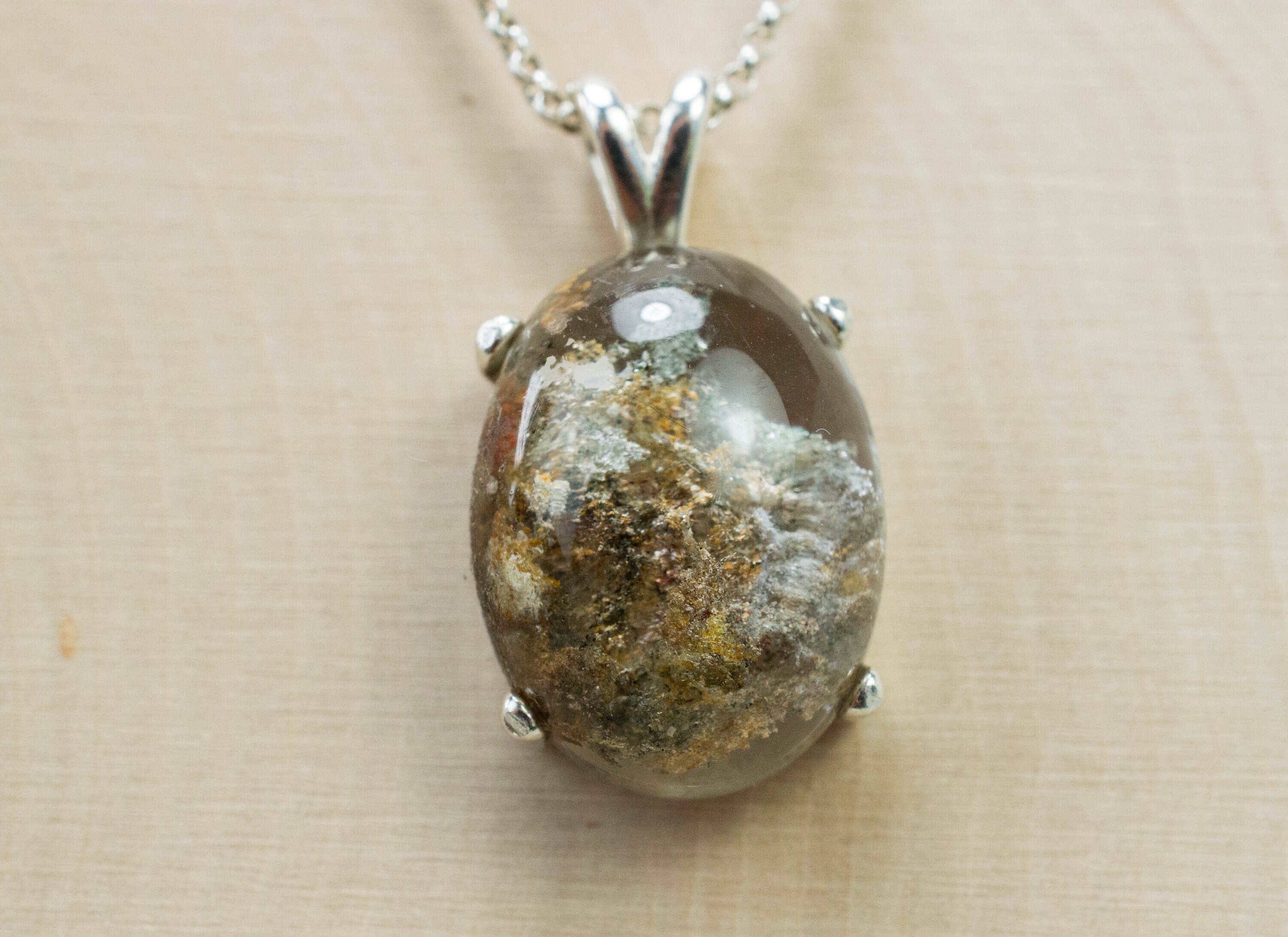 Garden Quartz Pendant, Natural Untreated Brazil Lodolite Quartz; 20.610cts - Mark Oliver Gems