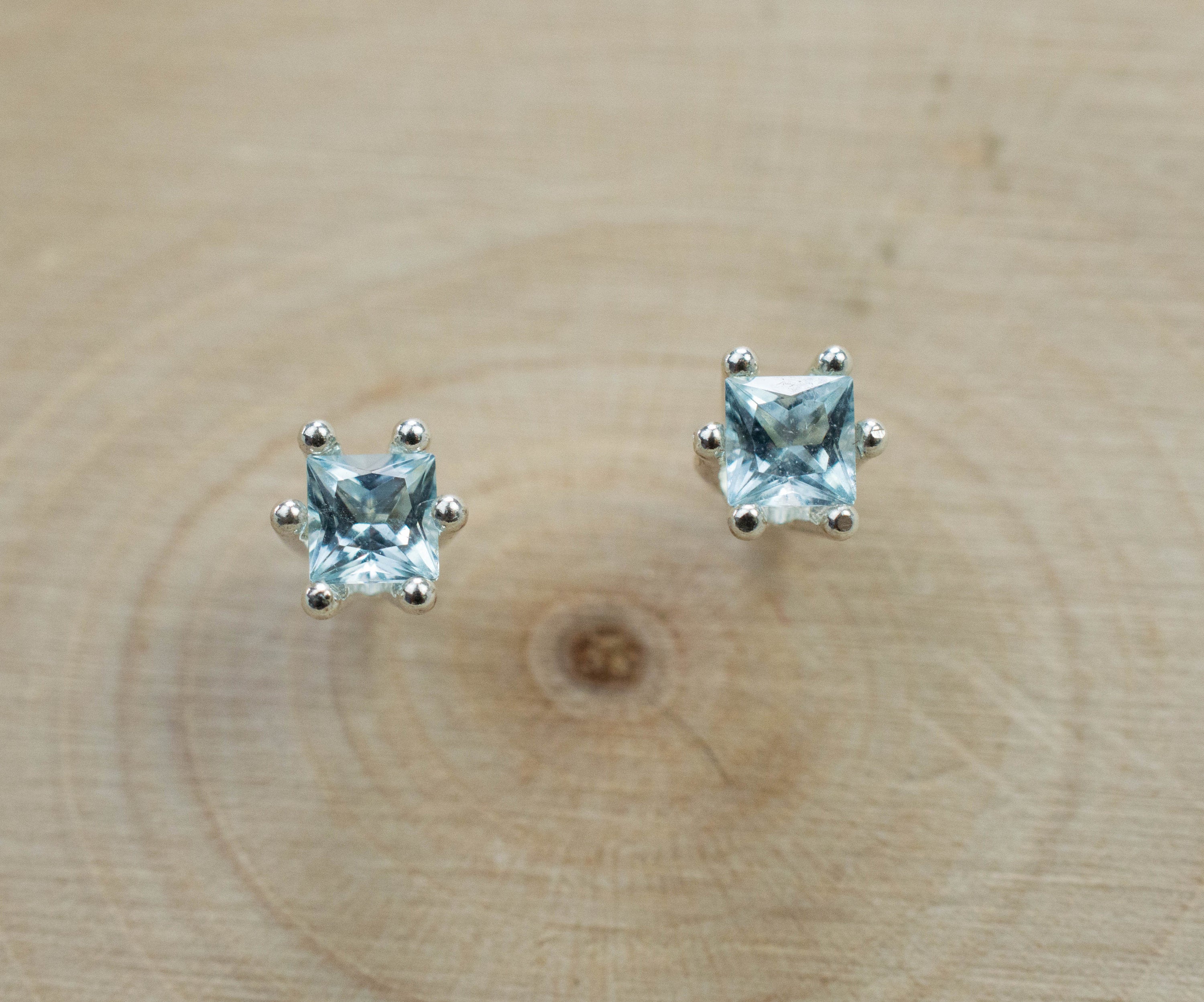 Aquamarine Earrings; Natural Untreated Brazilian Aquamarine; 0.265cts - Mark Oliver Gems