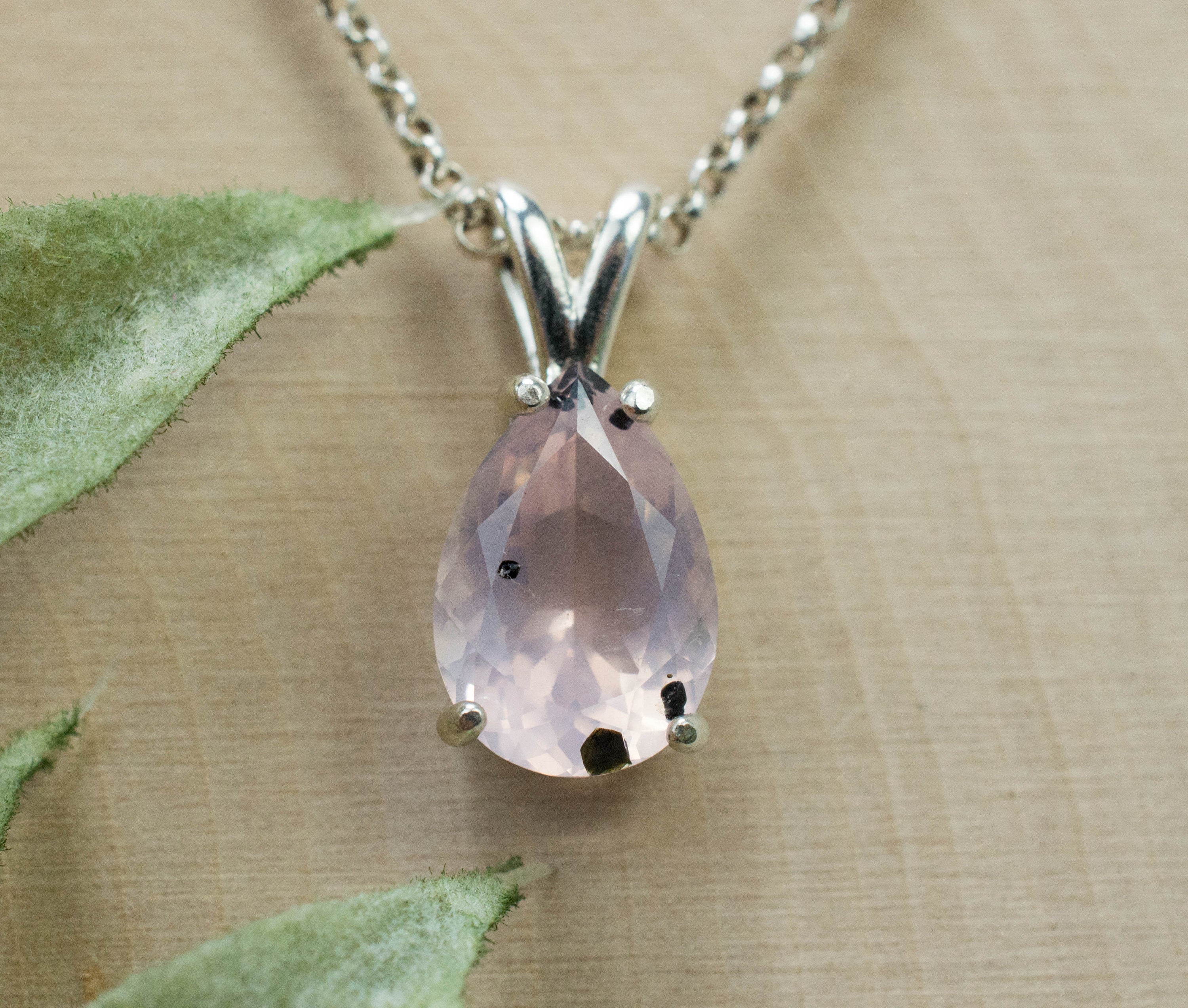 Rose Quartz Pendant; Natural Untreated Tanzania Diopside Included Rose Quartz; 2.675cts - Mark Oliver Gems
