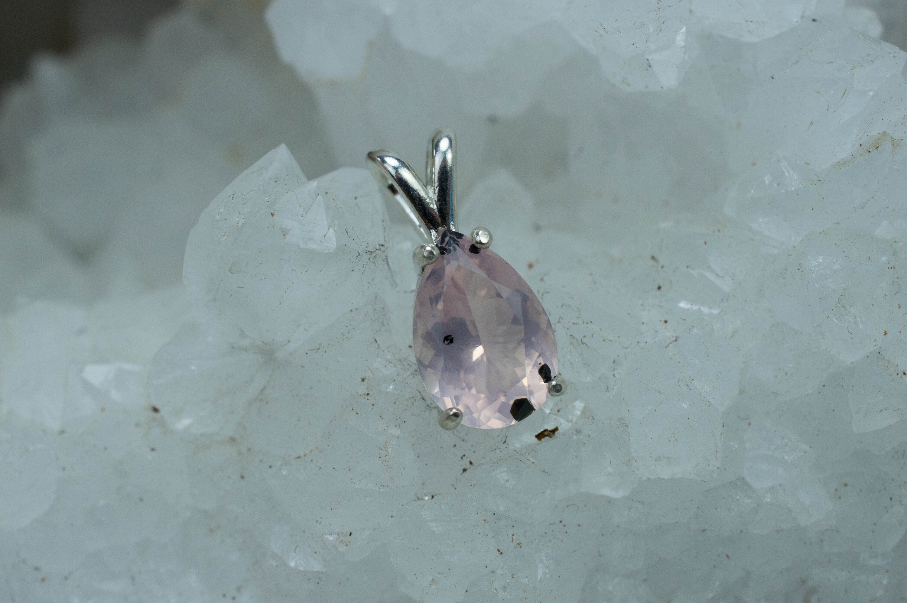 Rose Quartz Pendant; Natural Untreated Tanzania Diopside Included Rose Quartz; 2.675cts - Mark Oliver Gems