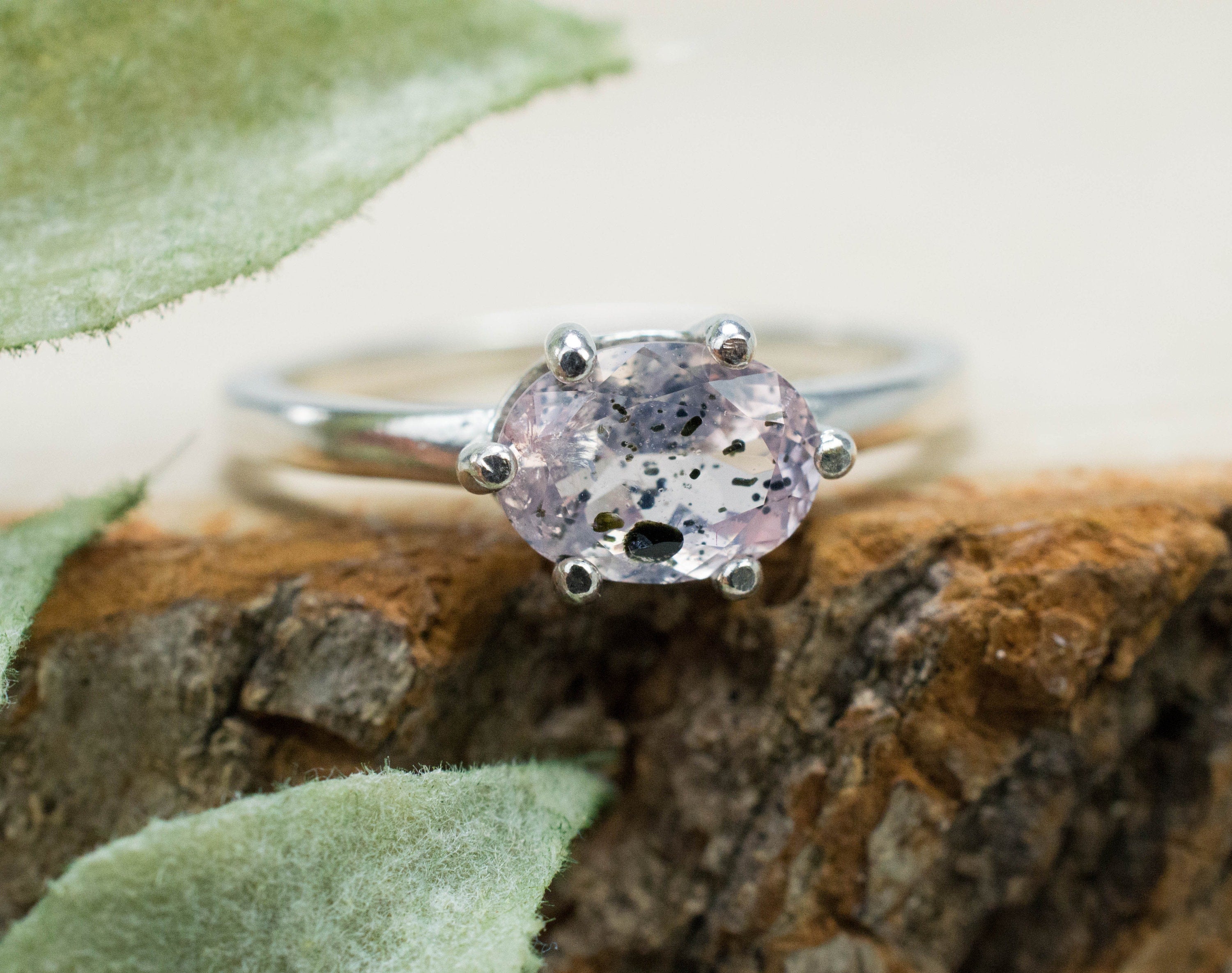 Rose Quartz Ring; Natural Untreated Tanzania Diopside Quartz; 0.990cts - Mark Oliver Gems