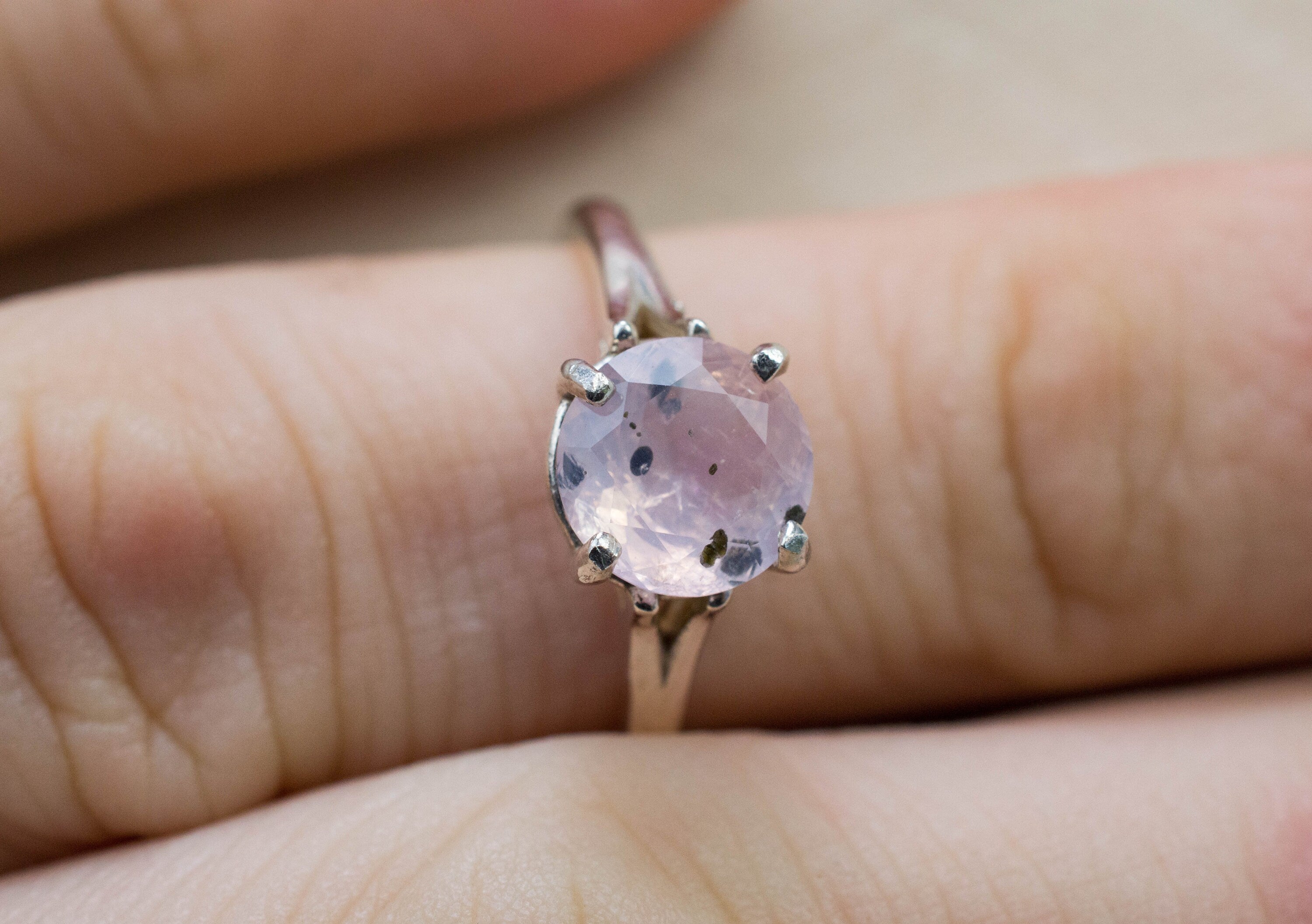 Rose Quartz Ring; Natural Untreated Tanzania Diopside Quartz; 1.485cts - Mark Oliver Gems