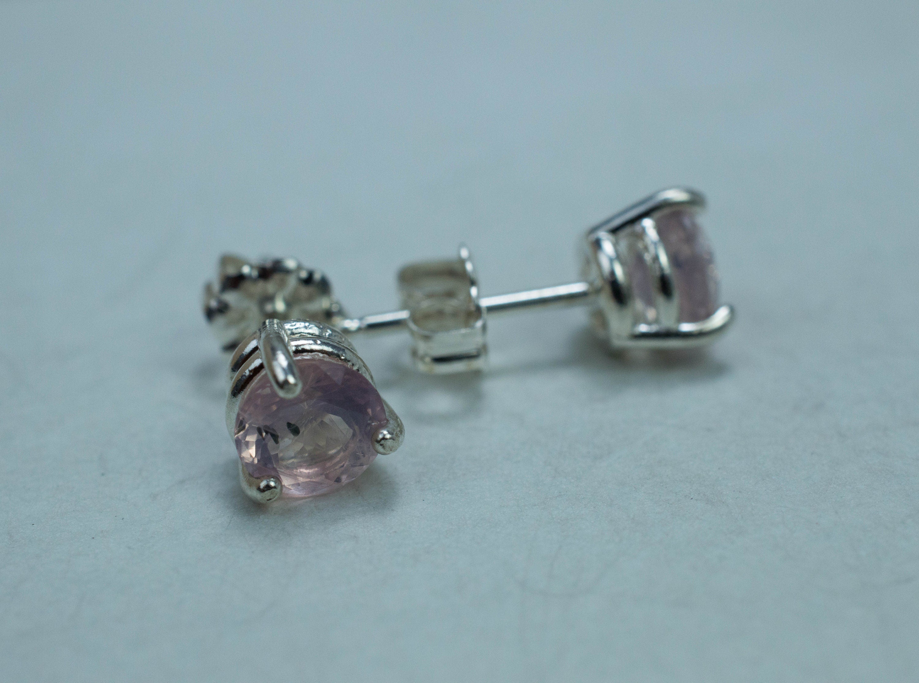 Rose Quartz Earrings; Natural Untreated Tanzania Diopside Included Rose Quartz; 1.305cts - Mark Oliver Gems