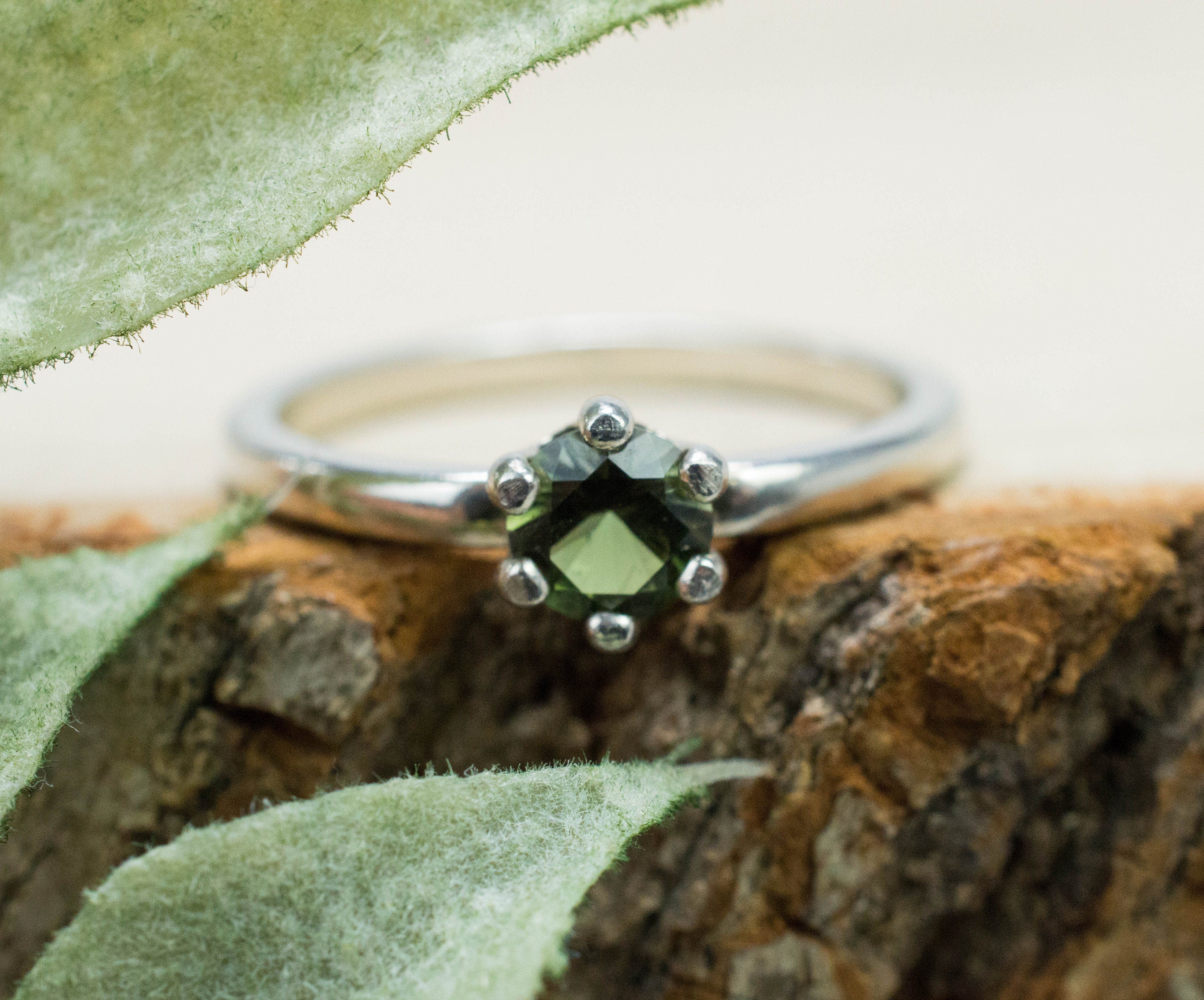 Green Tourmaline Ring; Genuine Untreated Brazil Tourmaline; 0.420cts - Mark Oliver Gems