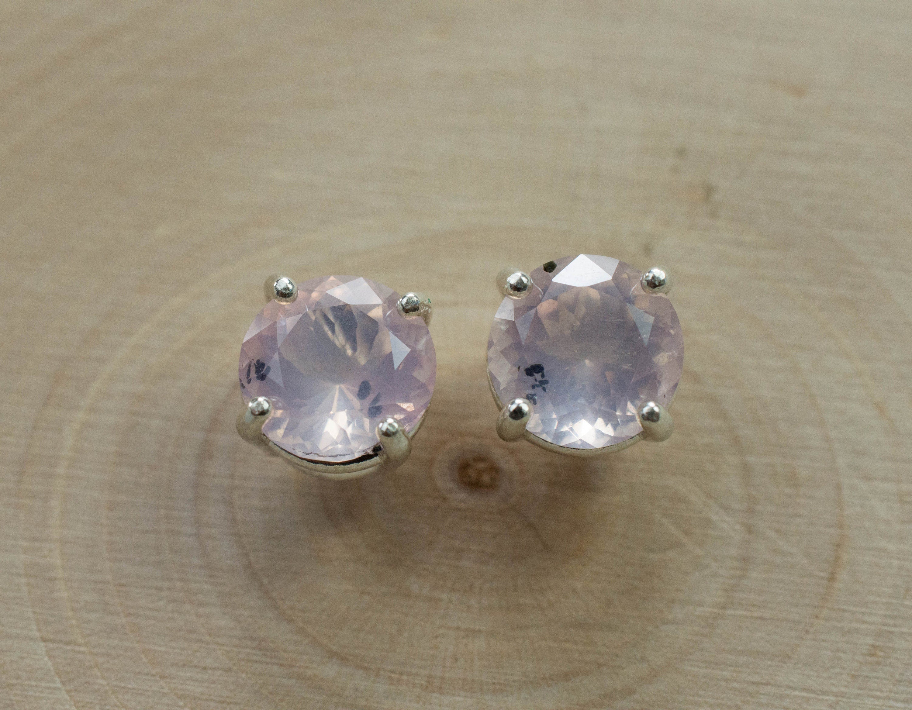 Rose Quartz Earrings; Natural Untreated Tanzania Diopside Included Rose Quartz; 3.215cts - Mark Oliver Gems