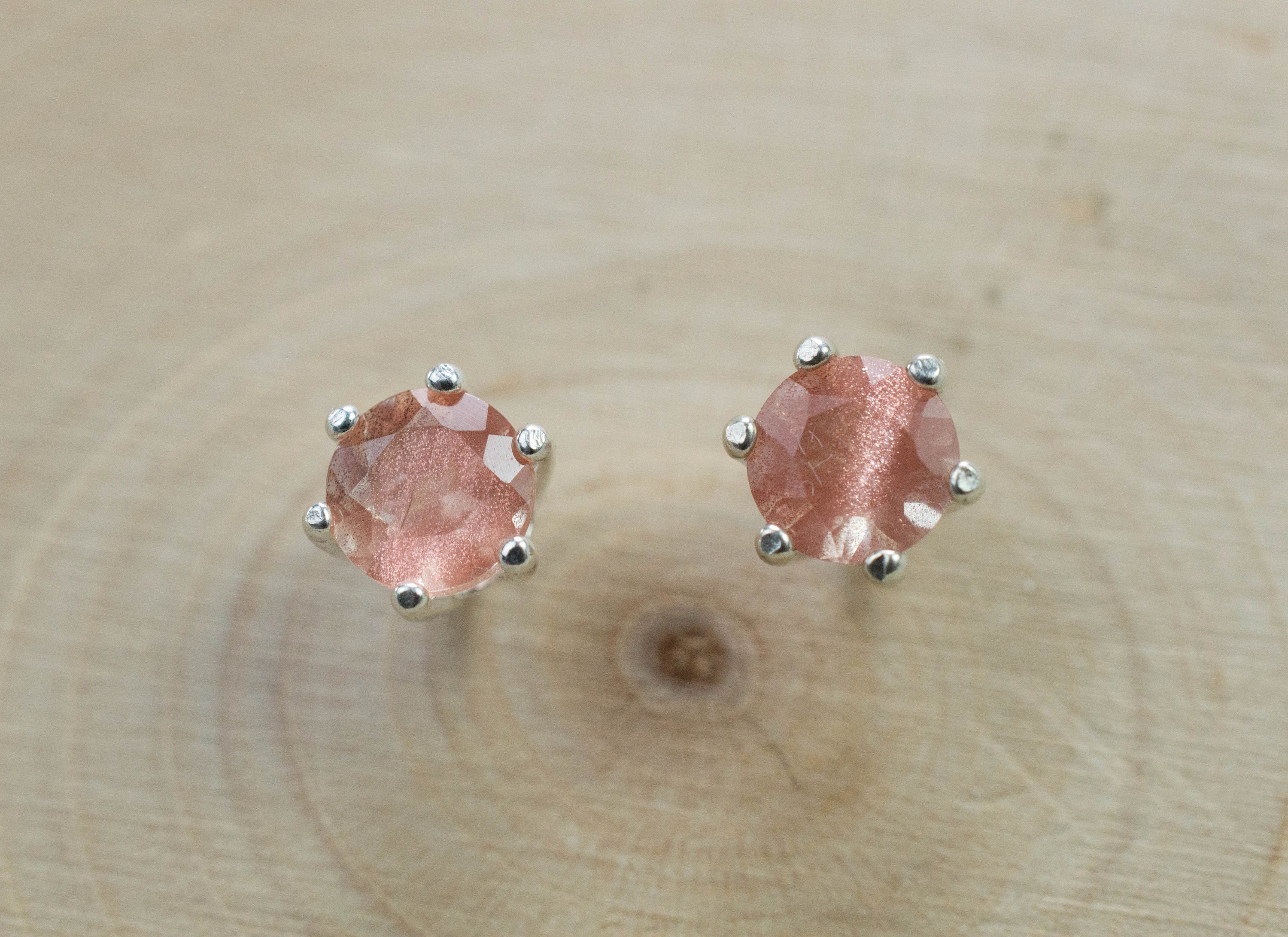 Oregon Sunstone Earrings; Natural Untreated USA Sunstone; 0.905cts - Mark Oliver Gems