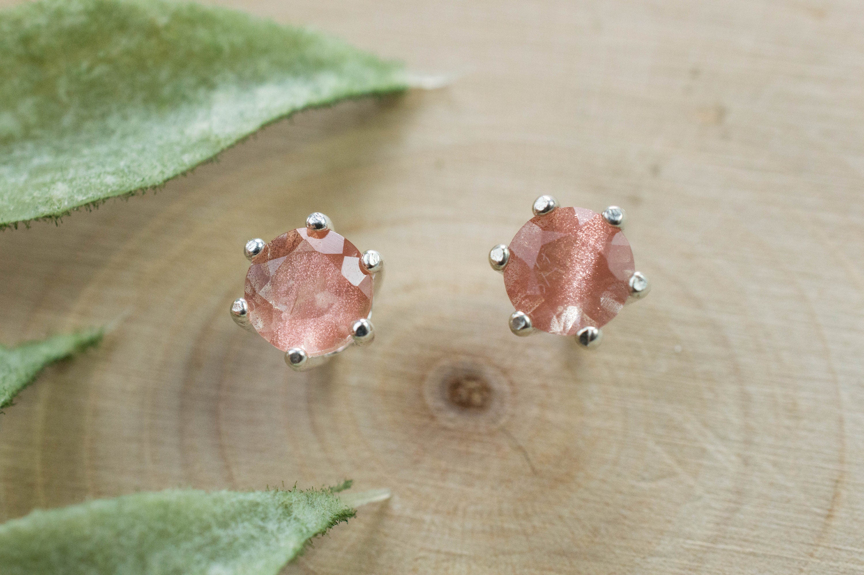 Oregon Sunstone Earrings; Natural Untreated USA Sunstone; 0.905cts - Mark Oliver Gems