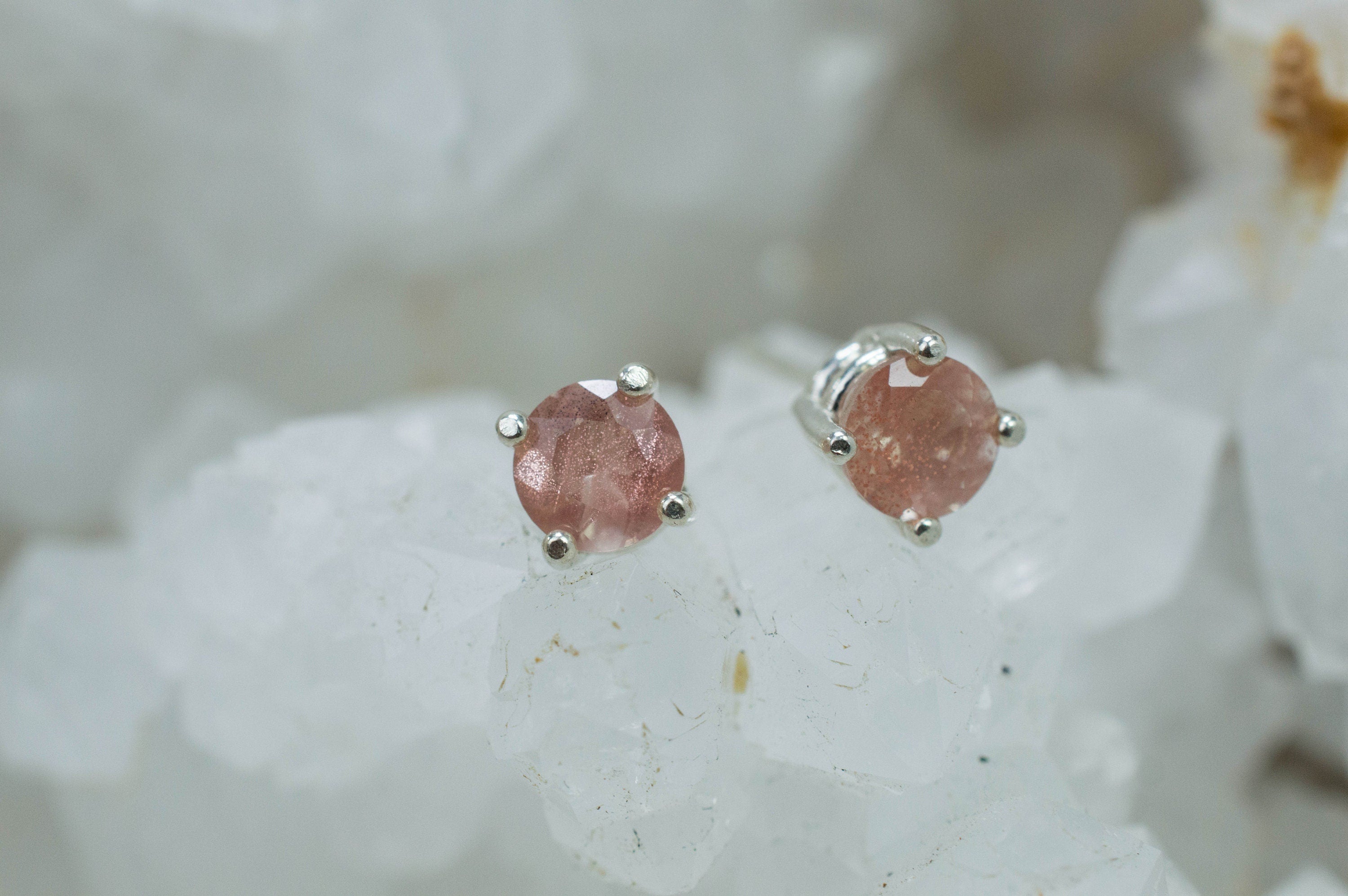 Oregon Sunstone Earrings; Natural Untreated USA Sunstone; 0.990cts - Mark Oliver Gems