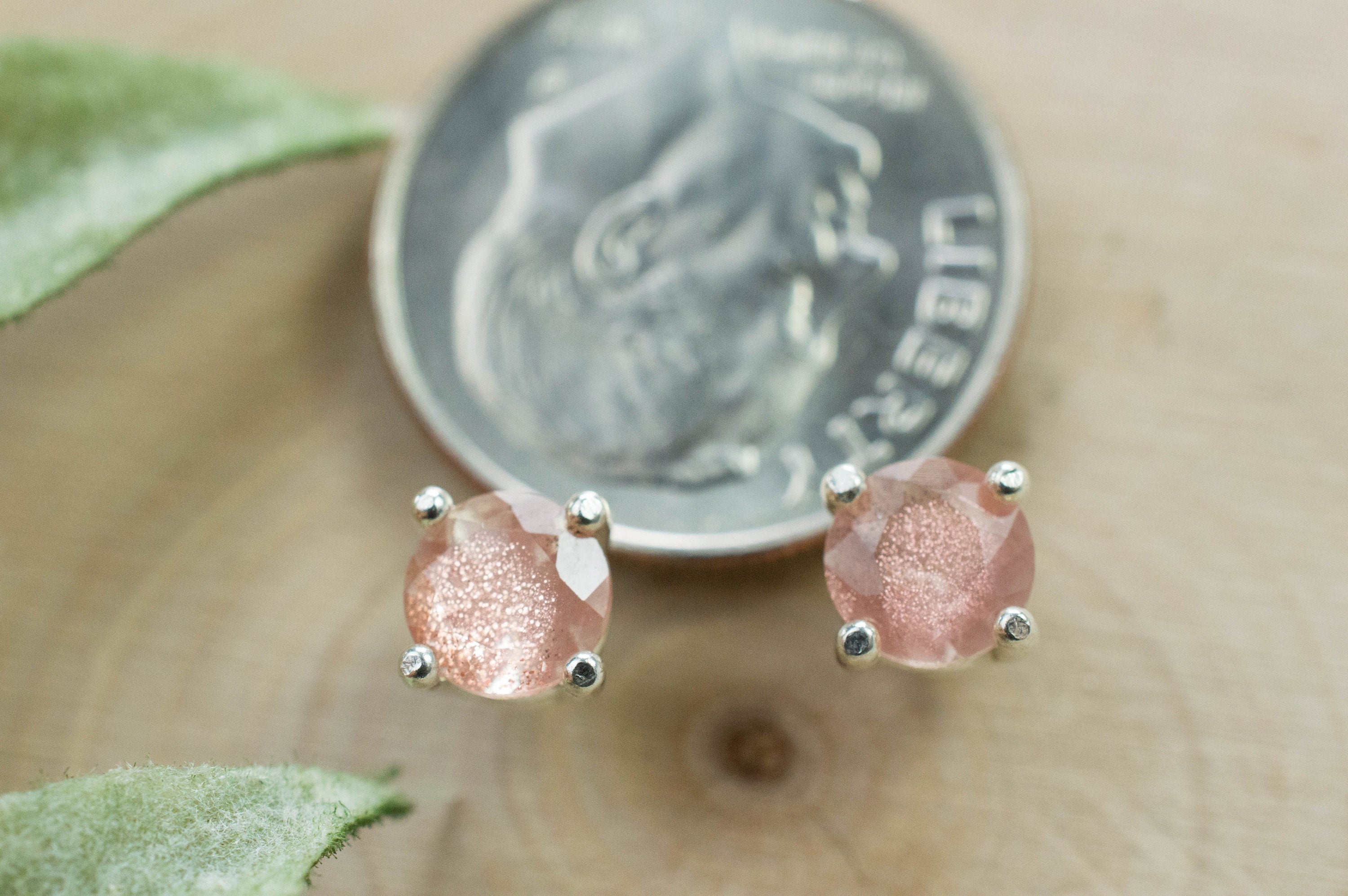 Oregon Sunstone Earrings; Natural Untreated USA Sunstone; 0.990cts - Mark Oliver Gems