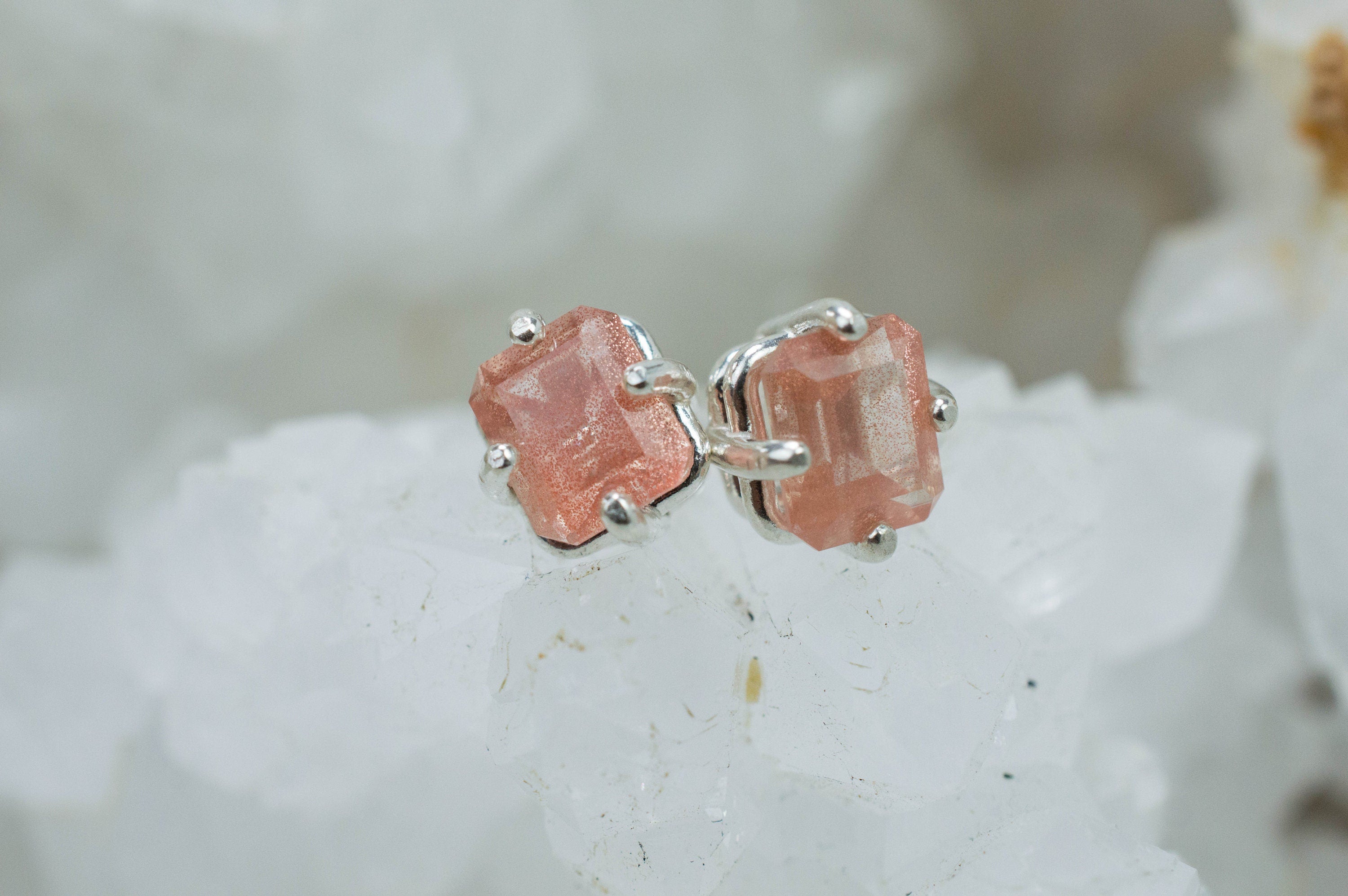 Oregon Sunstone Earrings; Natural Untreated USA Sunstone; 1.440cts - Mark Oliver Gems