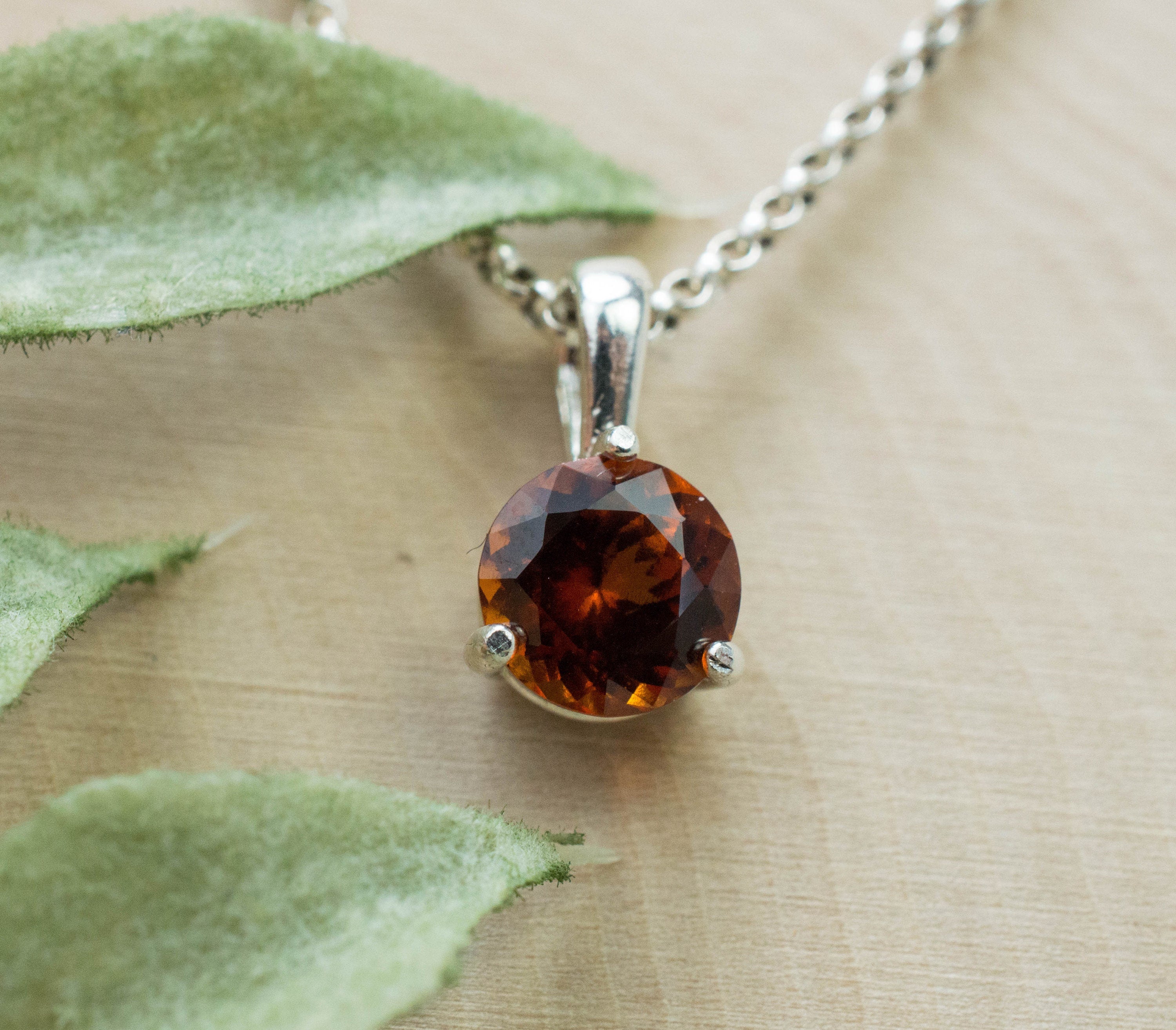Hessonite Garnet Pendant; Genuine Untreated Sri Lanka Garnet; 1.505cts - Mark Oliver Gems