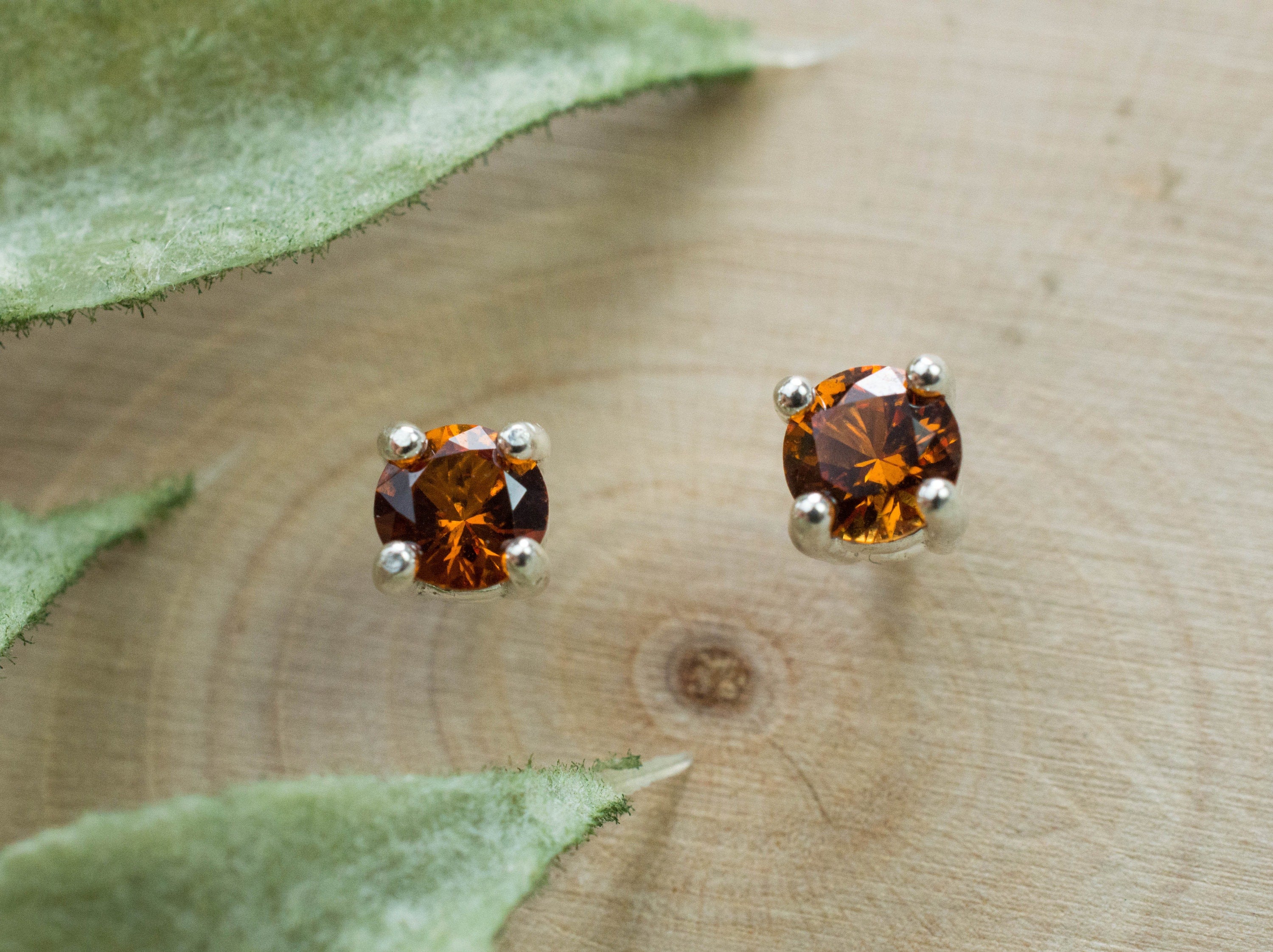 Hessonite Garnet Earrings; Genuine Untreated Sri Lanka Garnet; 0.515cts - Mark Oliver Gems
