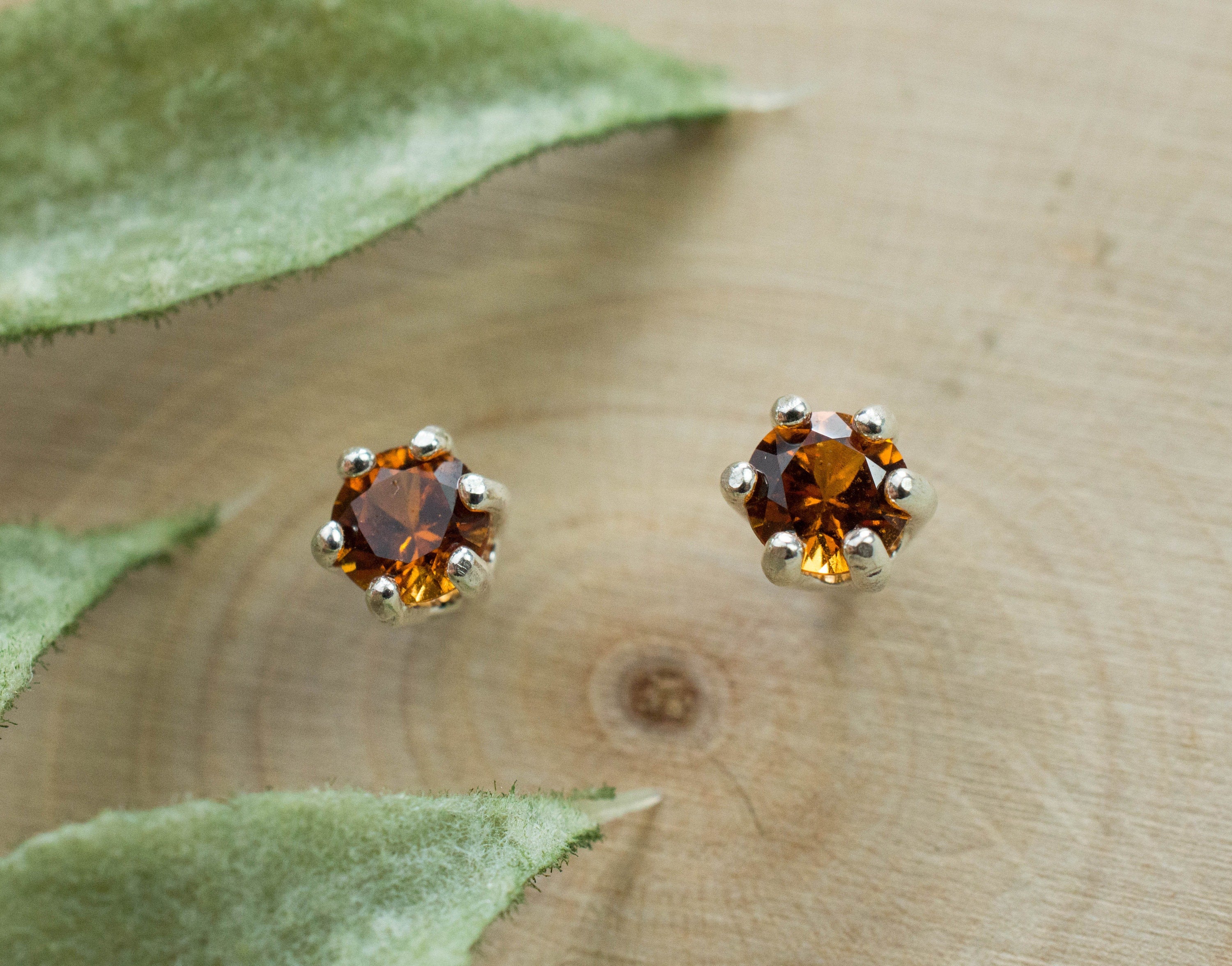 Hessonite Garnet Earrings; Genuine Untreated Sri Lanka Garnet; 0.525cts - Mark Oliver Gems