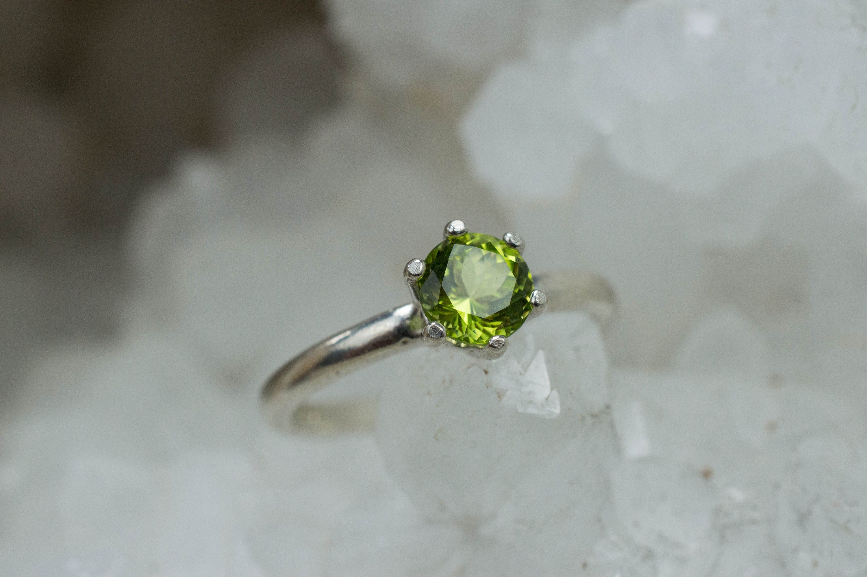 Peridot Ring, Natural Untreated Tanzania Peridot; 0.770cts - Mark Oliver Gems