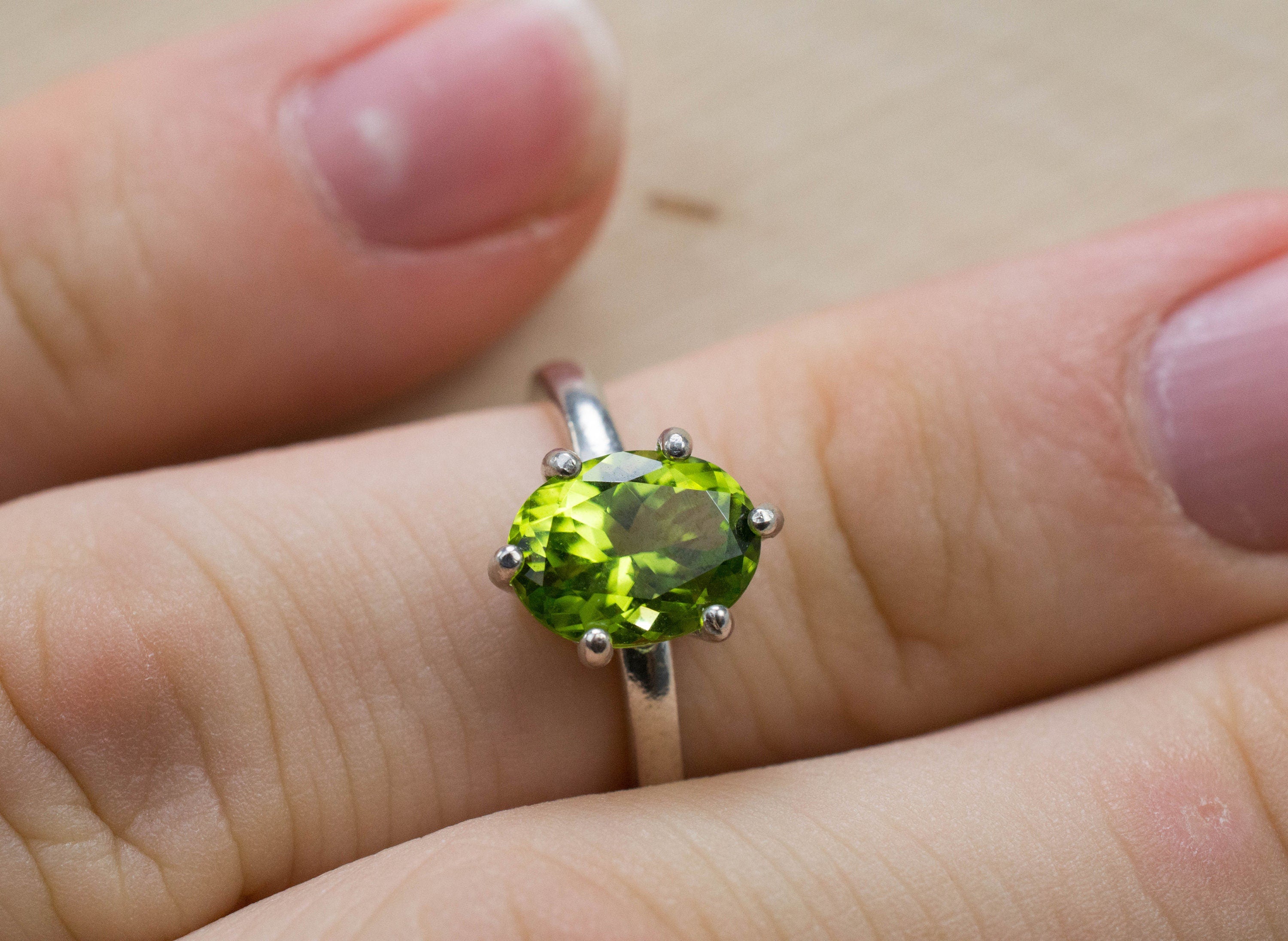 Peridot Ring, Natural Untreated Tanzania Peridot; 2.035cts - Mark Oliver Gems