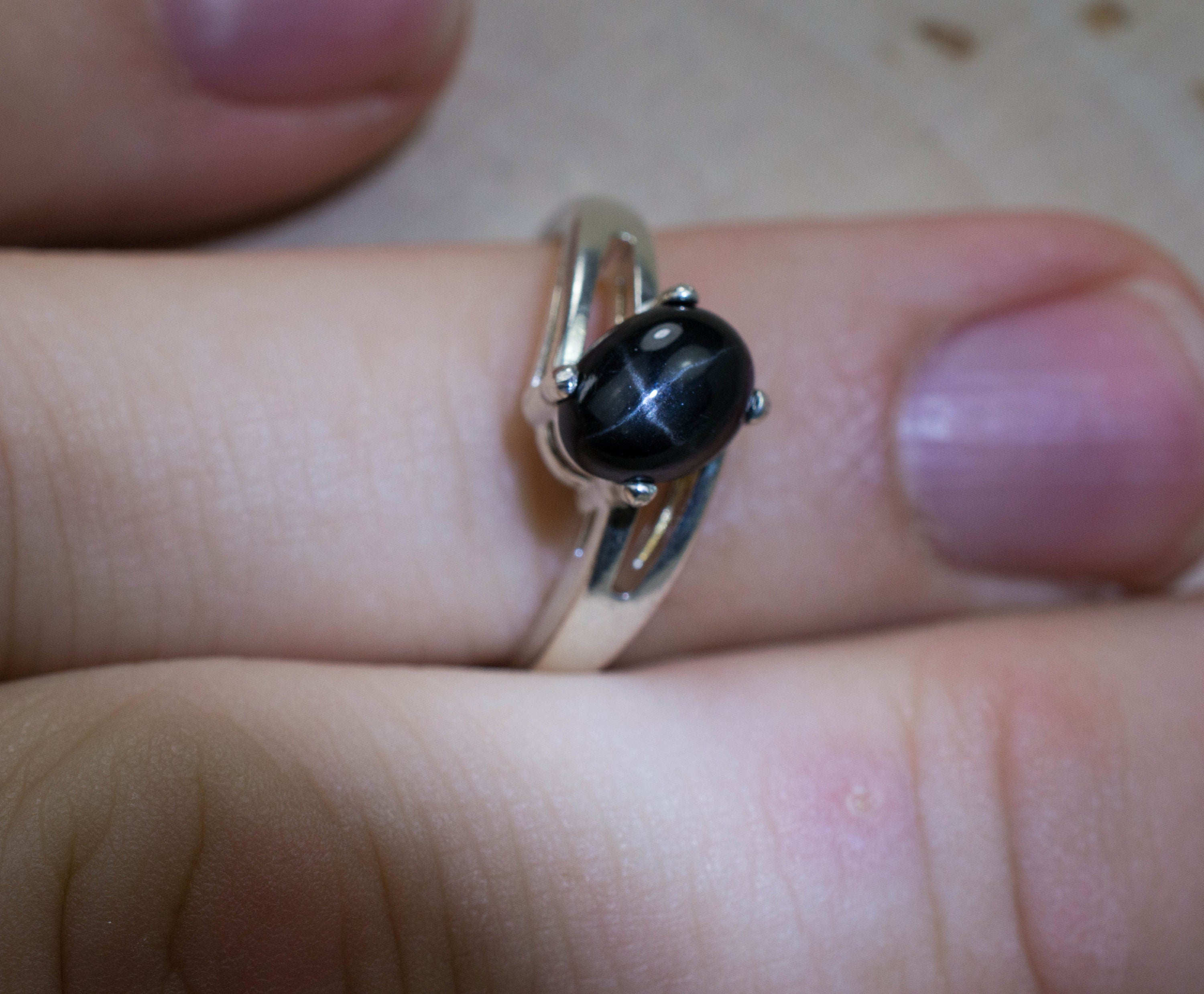 Star Diopside Ring; Natural Untreated Indian Star Diopside; 1.675cts - Mark Oliver Gems
