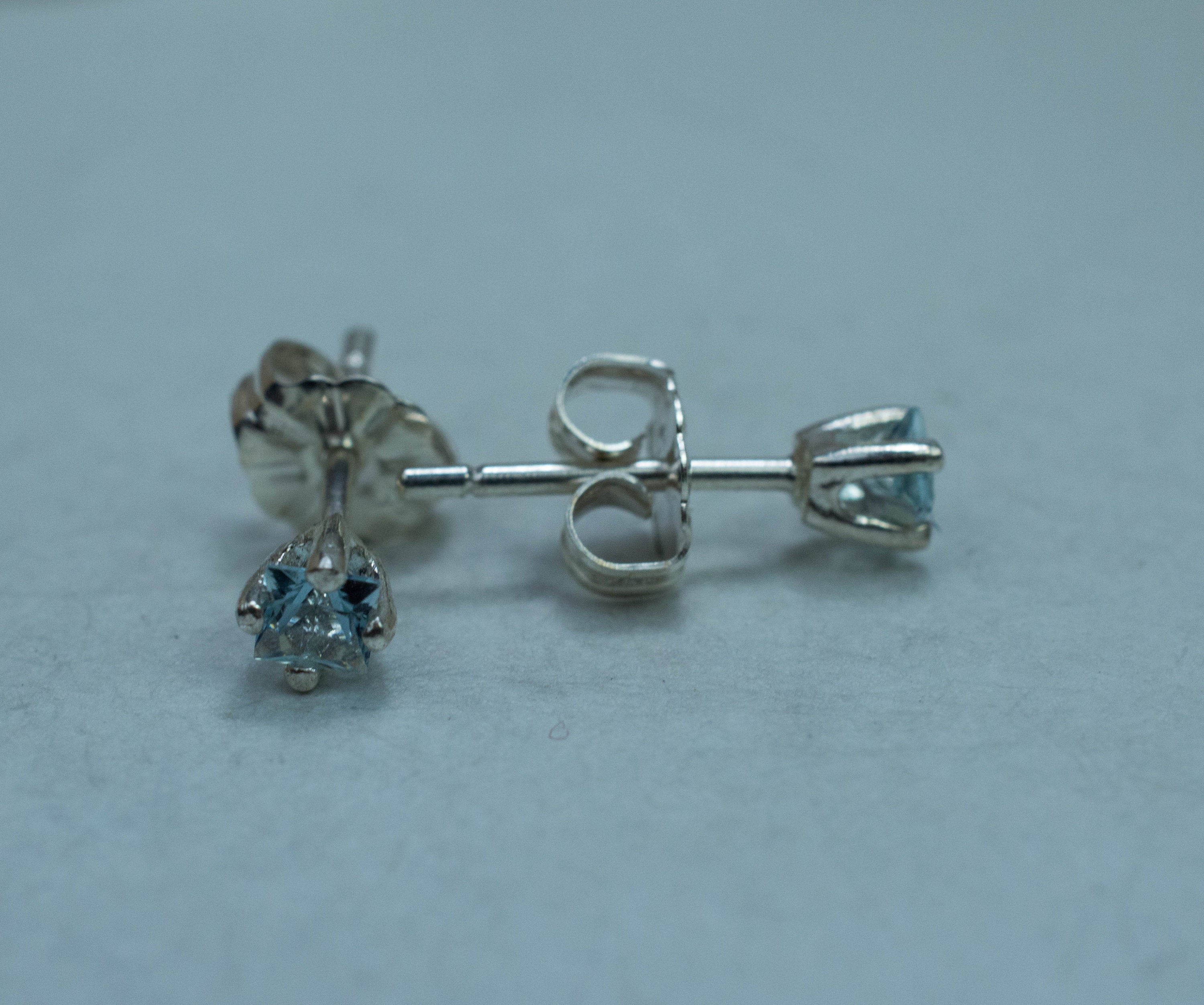 Aquamarine Earrings; Natural Untreated Brazilian Aquamarine; 0.250cts - Mark Oliver Gems