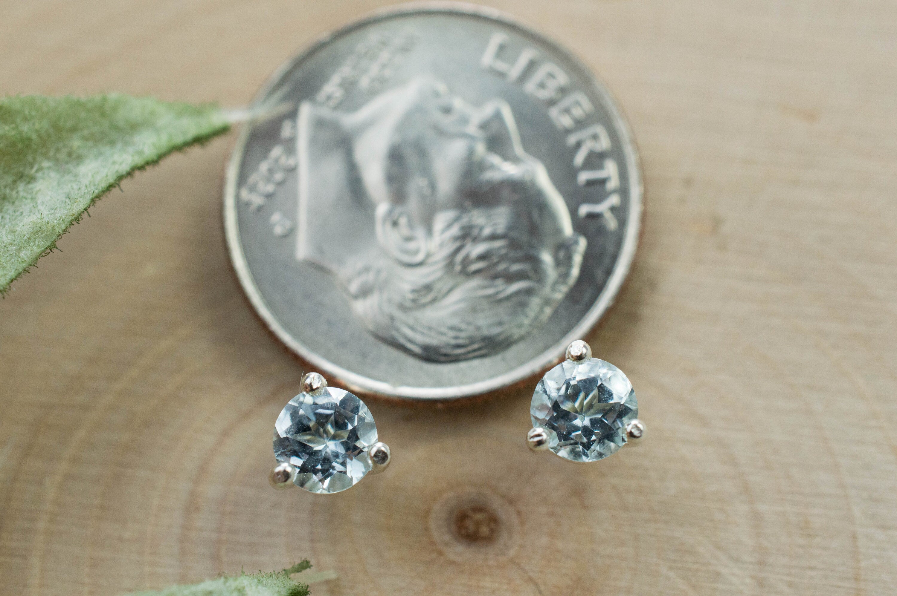 Aquamarine Earrings; Natural Untreated Brazilian Aquamarine; 0.480cts - Mark Oliver Gems