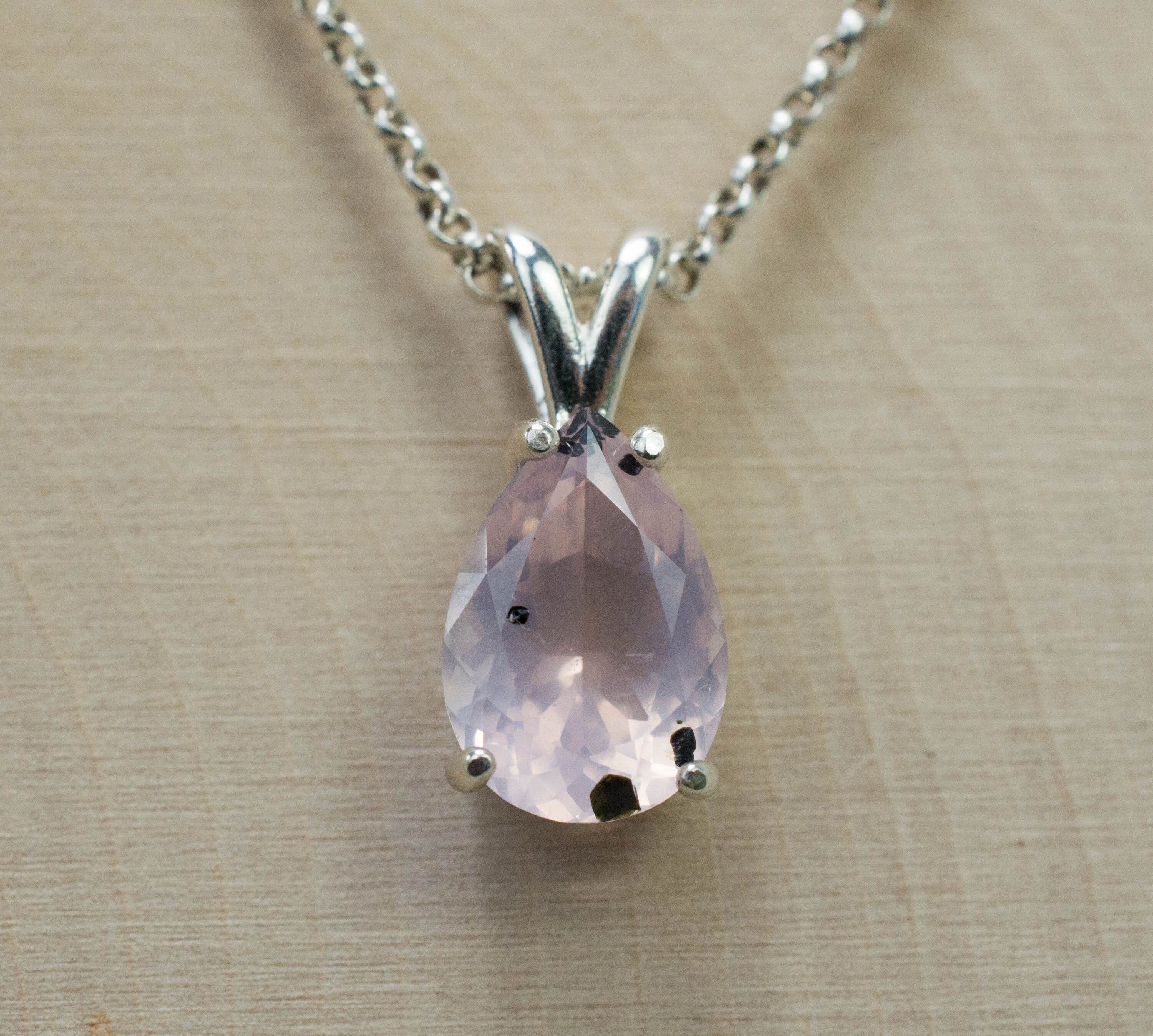 Rose Quartz Pendant; Natural Untreated Tanzania Diopside Included Rose Quartz; 2.675cts - Mark Oliver Gems
