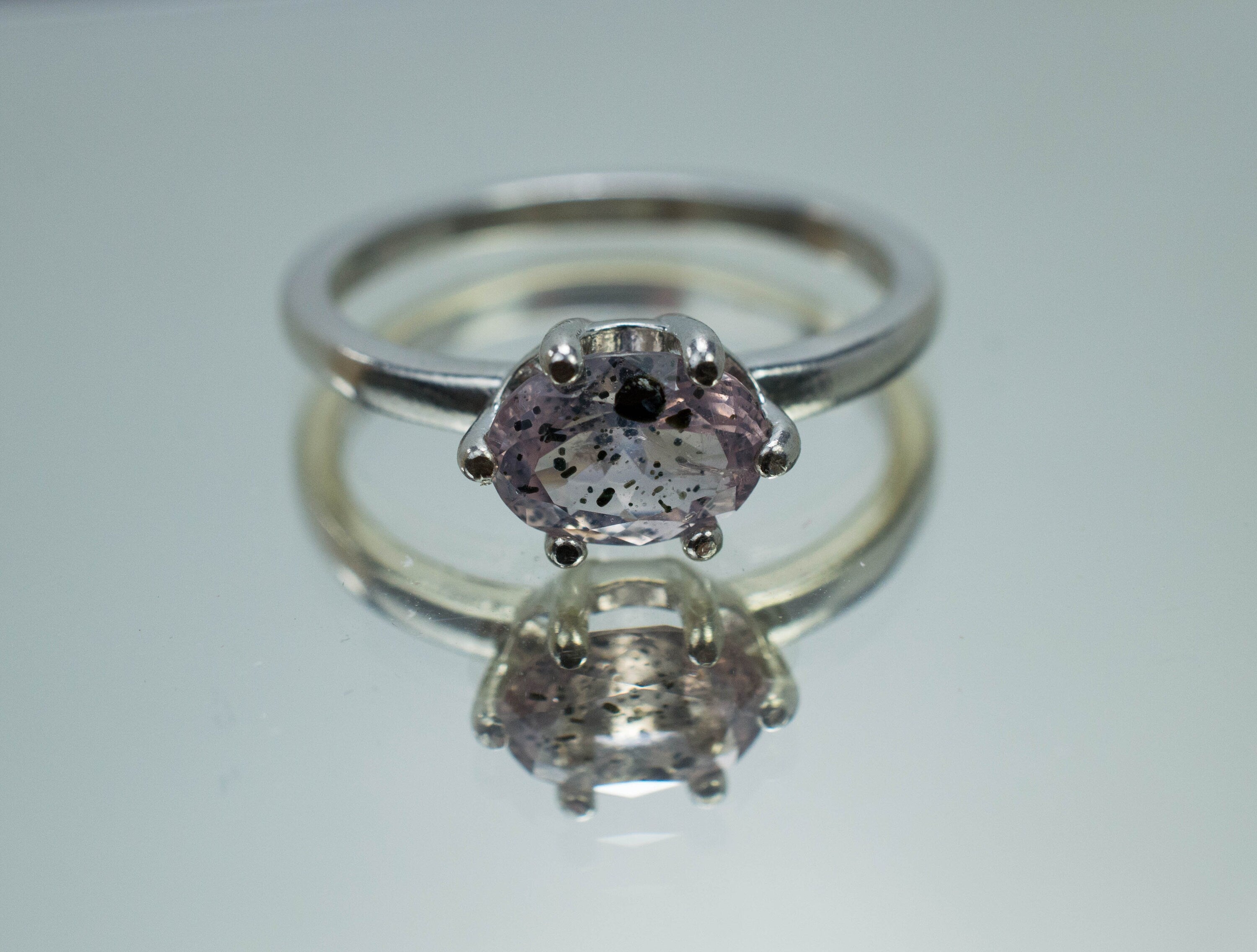 Rose Quartz Ring; Natural Untreated Tanzania Diopside Quartz; 0.990cts - Mark Oliver Gems