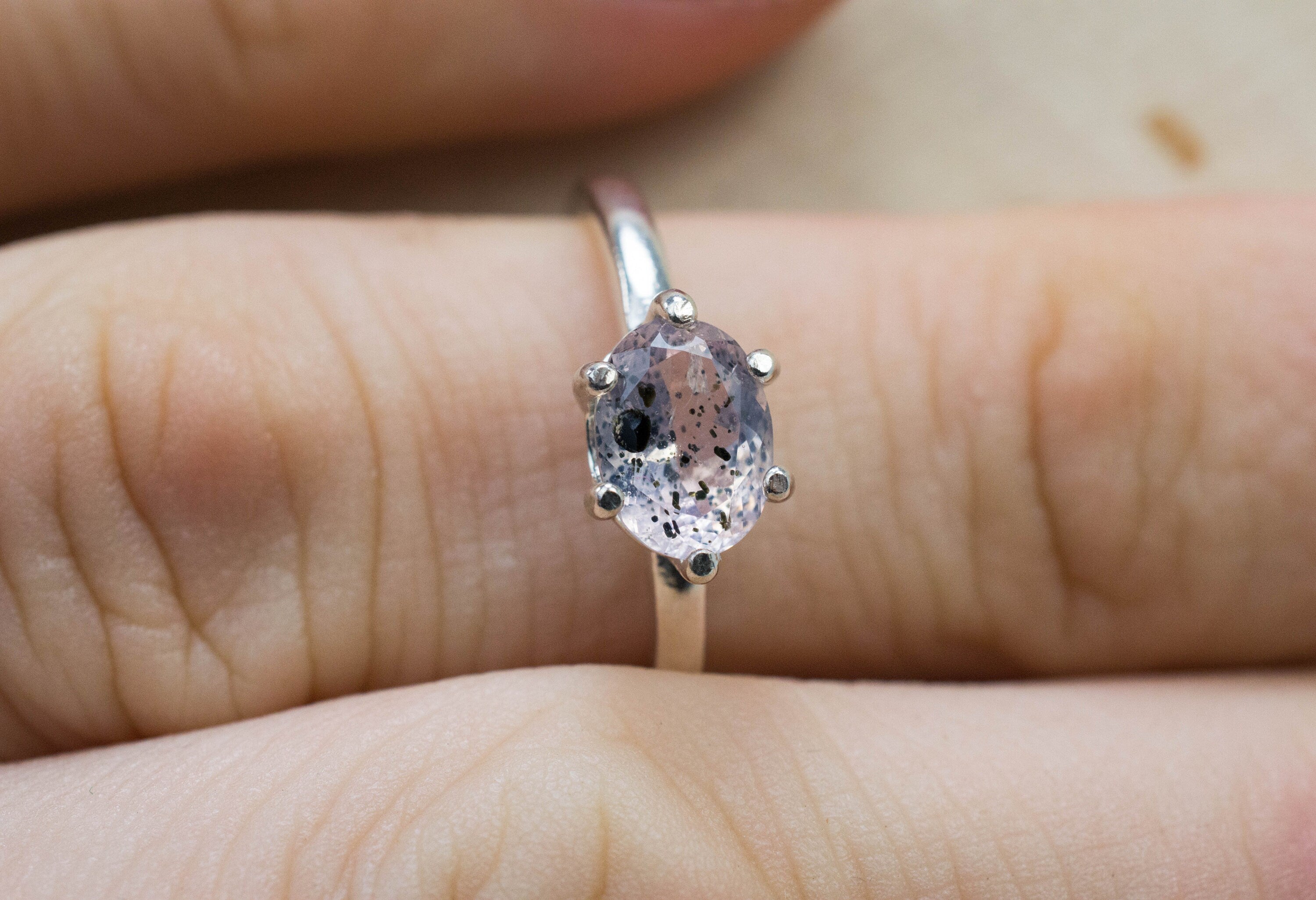 Rose Quartz Ring; Natural Untreated Tanzania Diopside Quartz; 0.990cts - Mark Oliver Gems