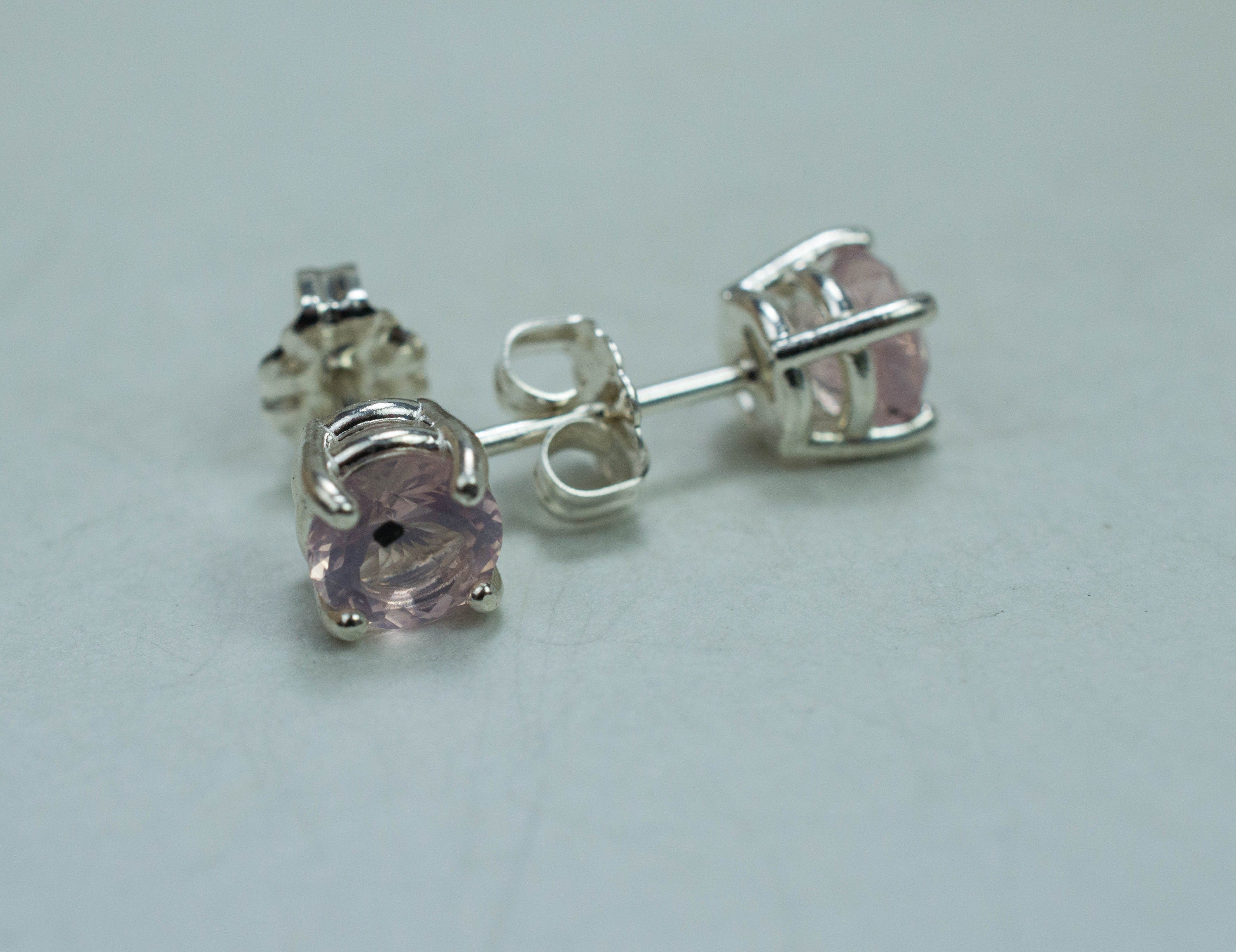 Rose Quartz Earrings; Natural Untreated Tanzania Diopside Included Rose Quartz; 1.275cts - Mark Oliver Gems
