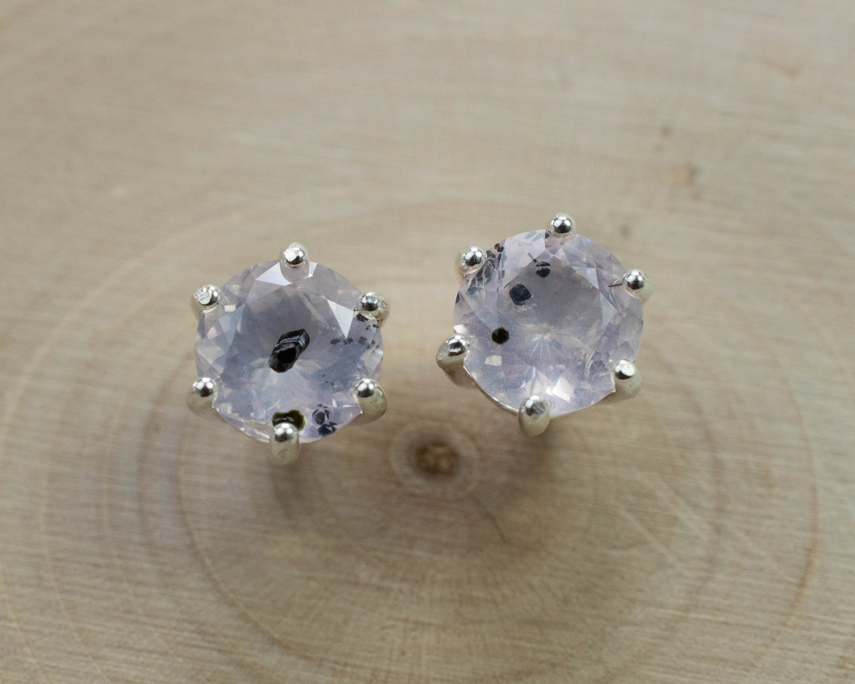 Rose Quartz Earrings; Natural Untreated Tanzania Diopside Included Rose Quartz; 2.365cts - Mark Oliver Gems