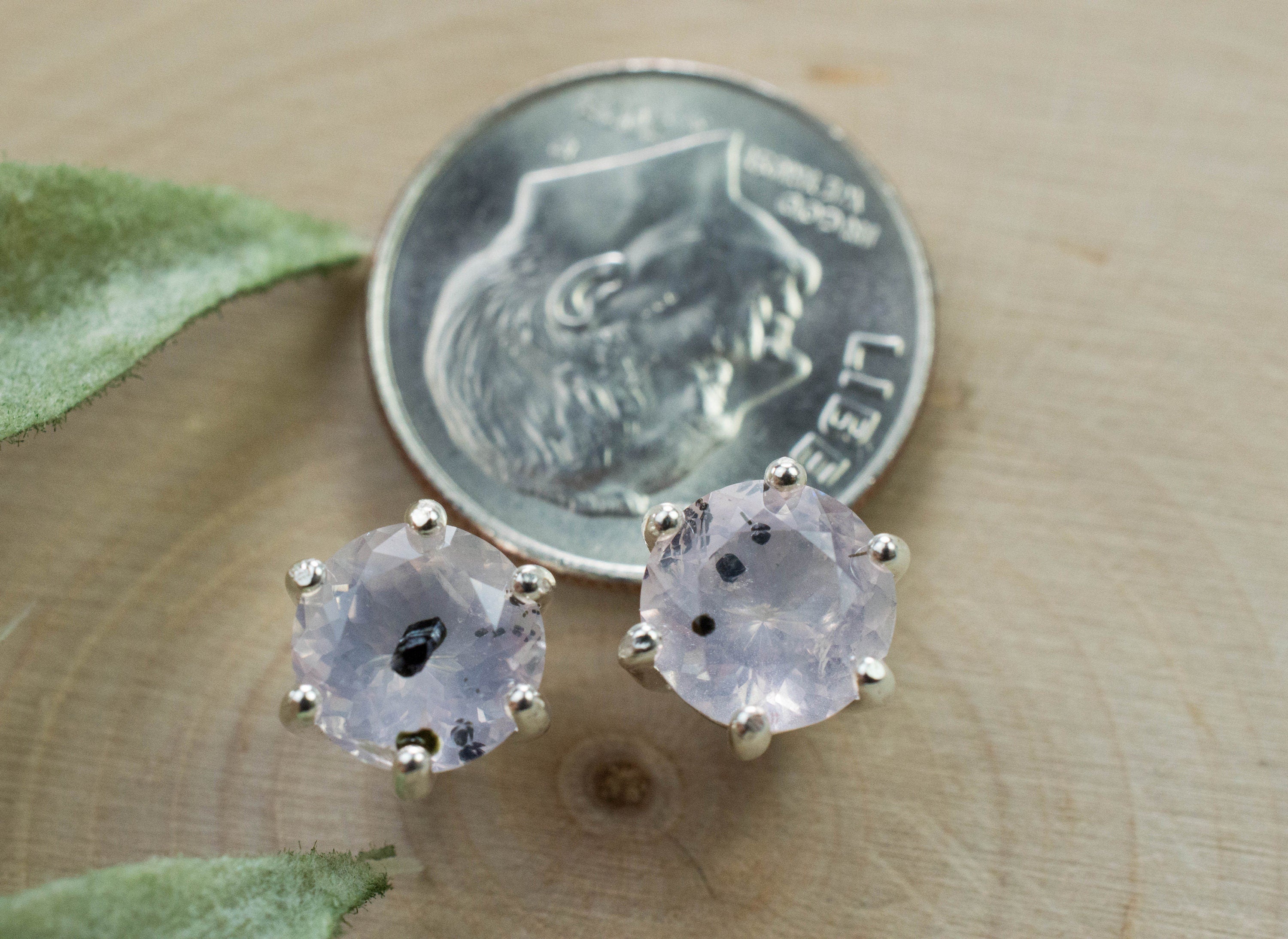 Rose Quartz Earrings; Natural Untreated Tanzania Diopside Included Rose Quartz; 2.365cts - Mark Oliver Gems